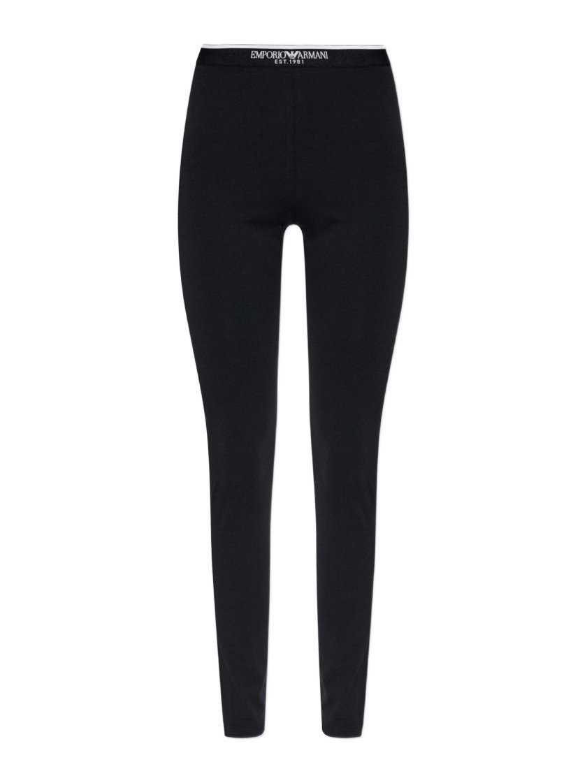 Emporio Armani Logo-Waistband Jersey Leggings — Black by Emporio Armani