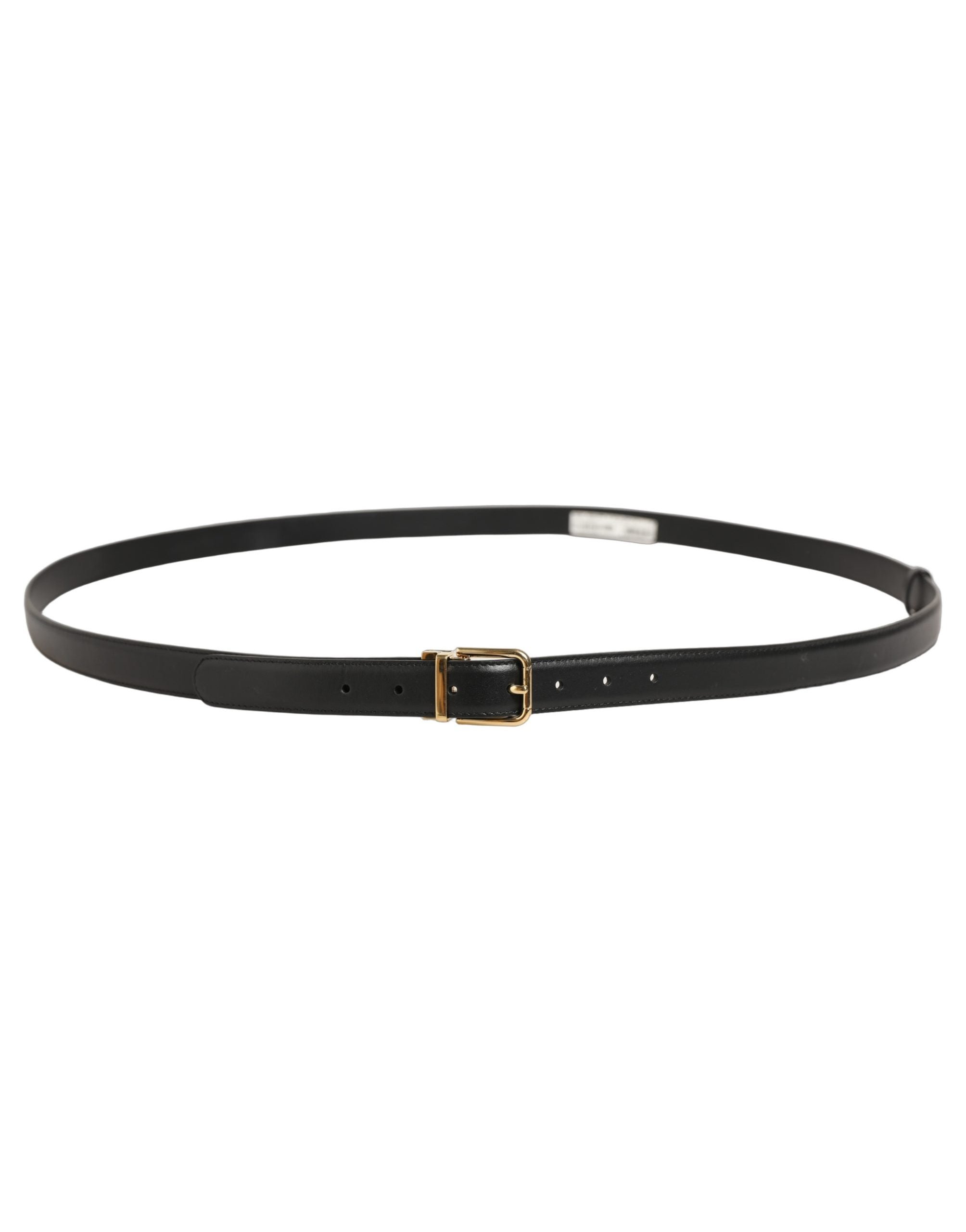 Dolce & Gabbana Leather with Gold-Tone Metal Buckle Belt — Black, view 2