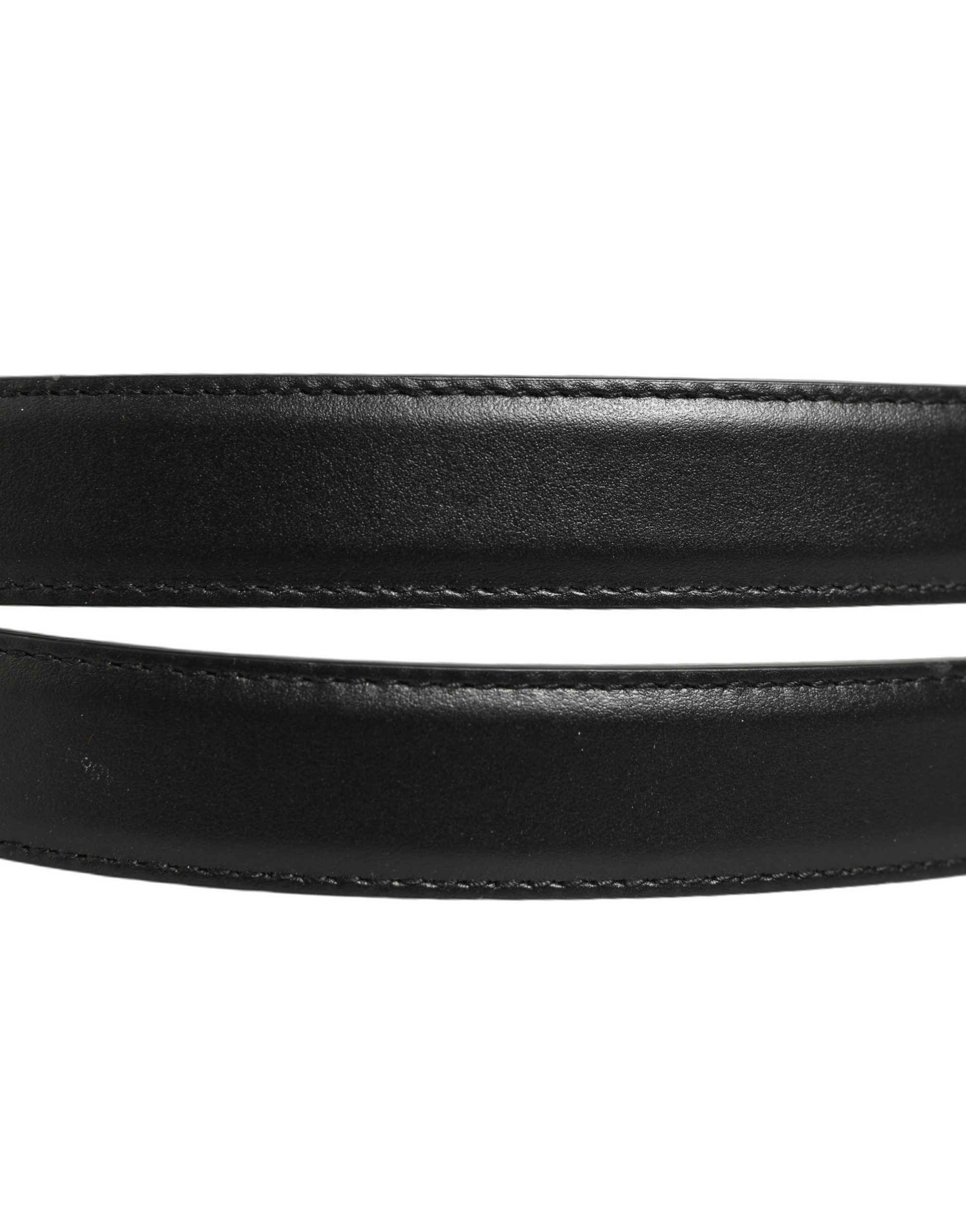 Dolce & Gabbana Leather with Gold-Tone Metal Buckle Belt — Black, view 5