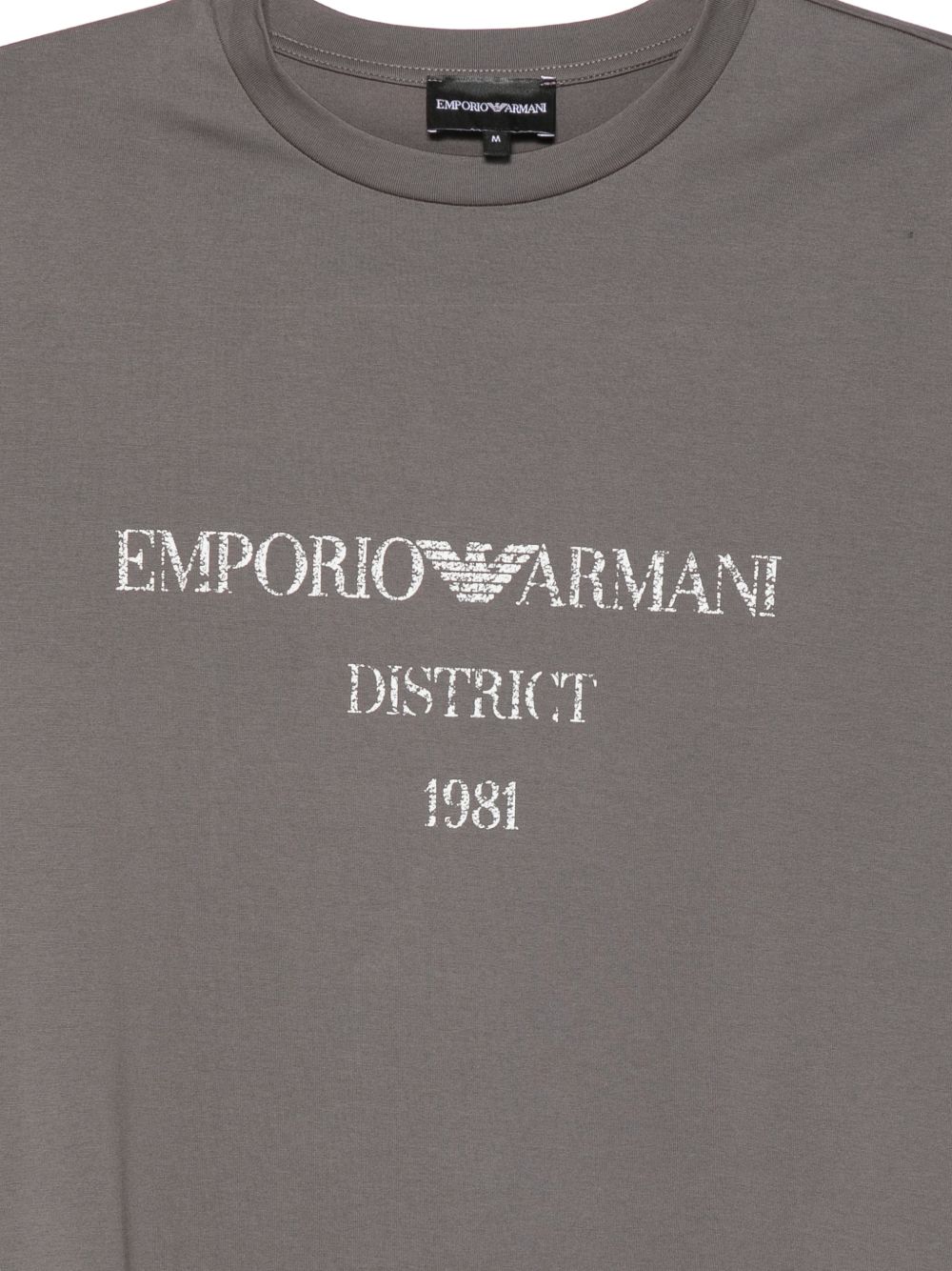 Emporio Armani Logo-Print Cotton T-shirt — Grey, view 2