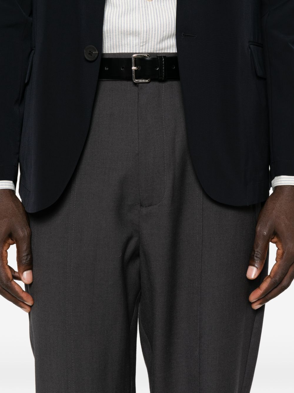 Emporio Armani Wool Twill Trousers — Grey, view 3