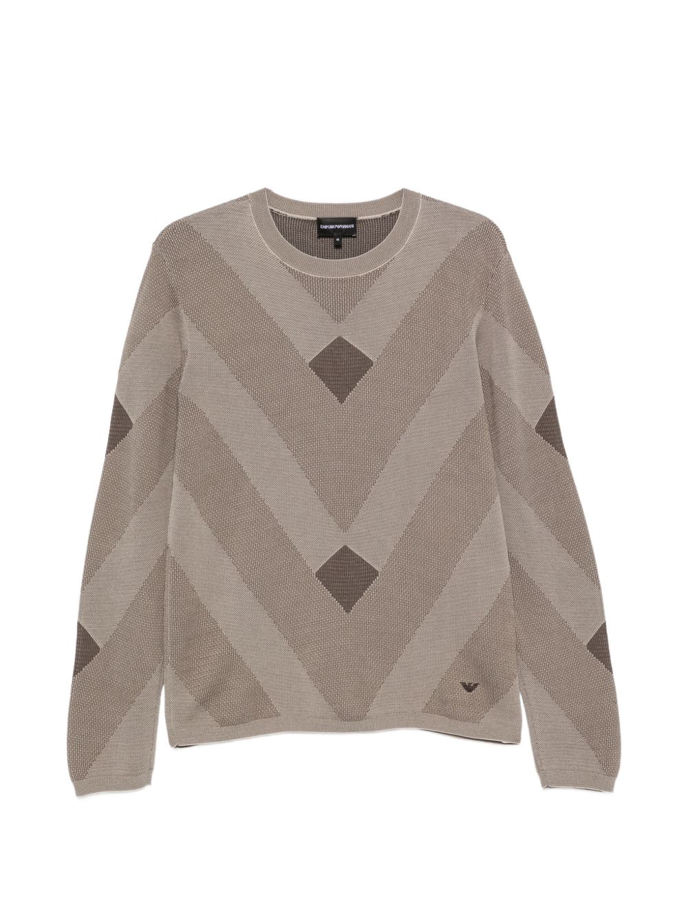 Emporio Armani Geometric-Patterned Cotton Sweater — Beige by Emporio Armani