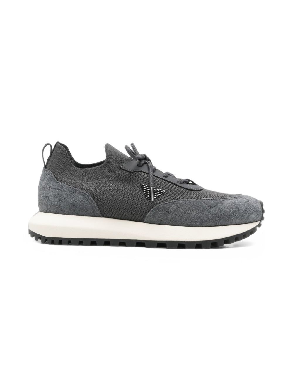 Emporio Armani Logo Mesh and Suede Sneakers — Grey by Emporio Armani