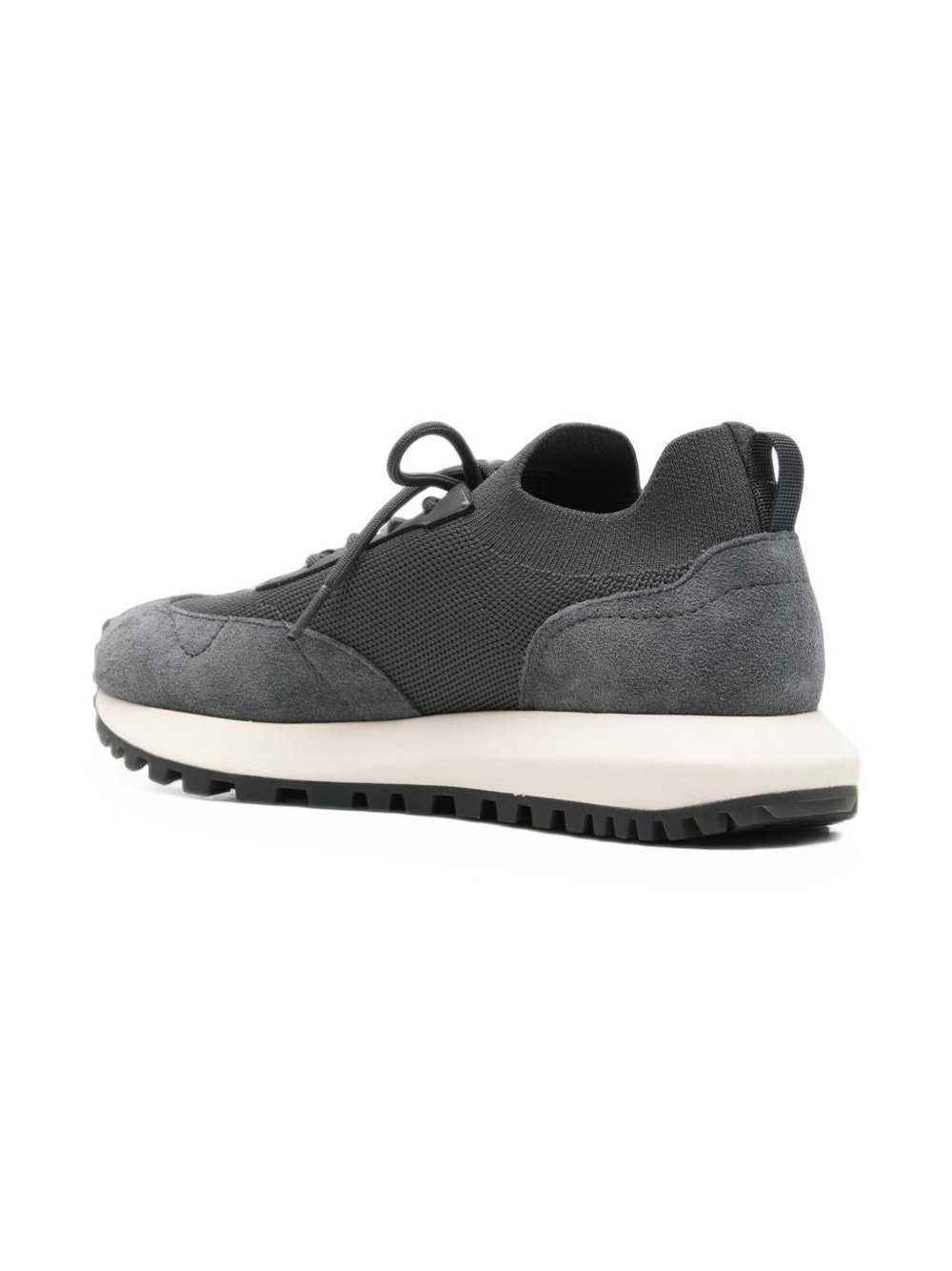 Emporio Armani Logo Mesh and Suede Sneakers — Grey, view 4