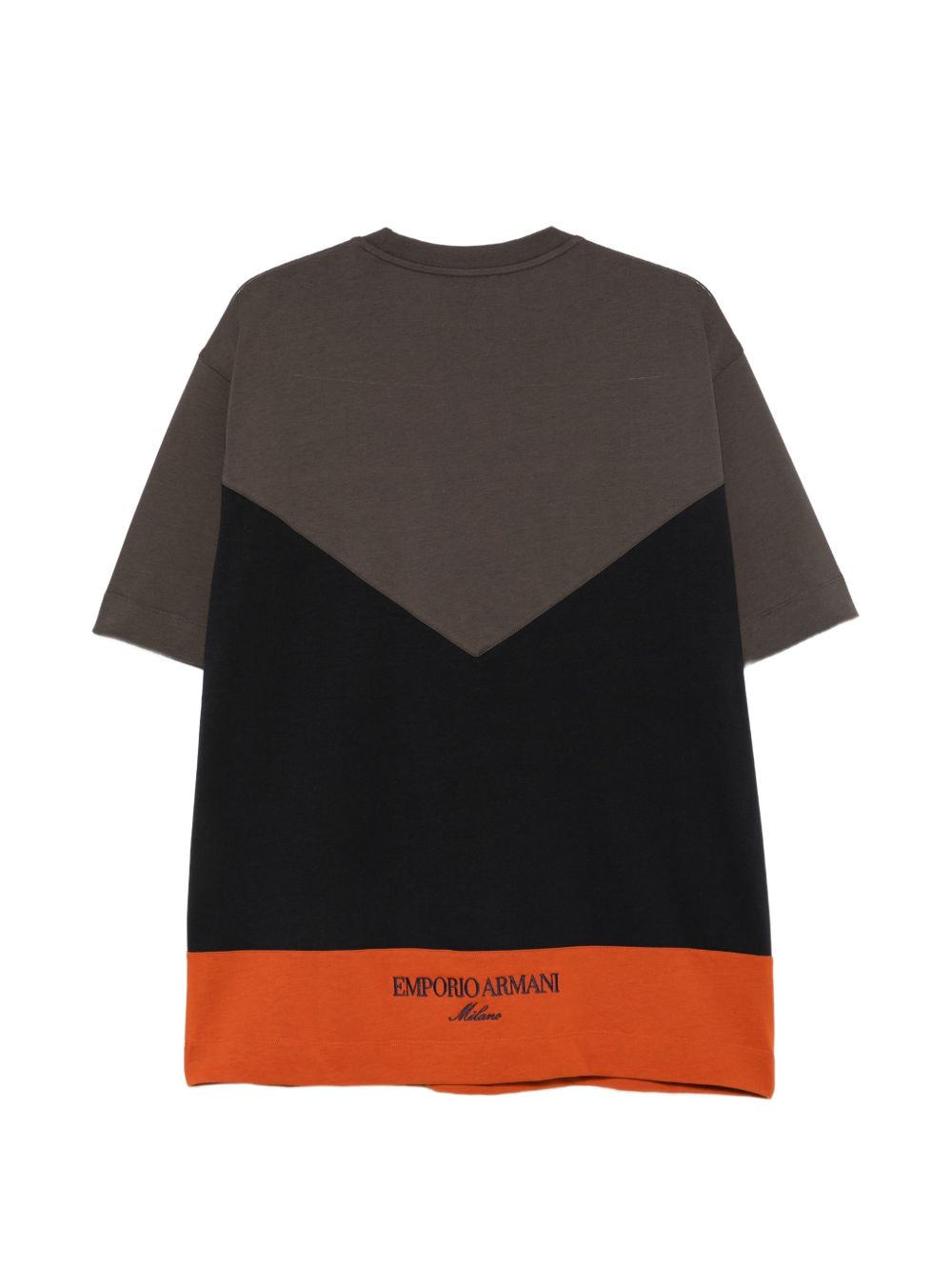 Emporio Armani Embroidered Logo Colour-Block T-shirt — Green, view 2