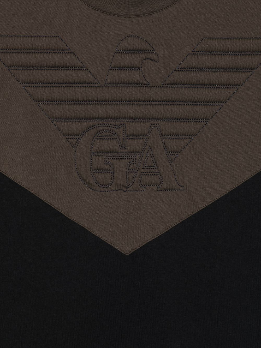 Emporio Armani Embroidered Logo Colour-Block T-shirt — Green, view 3