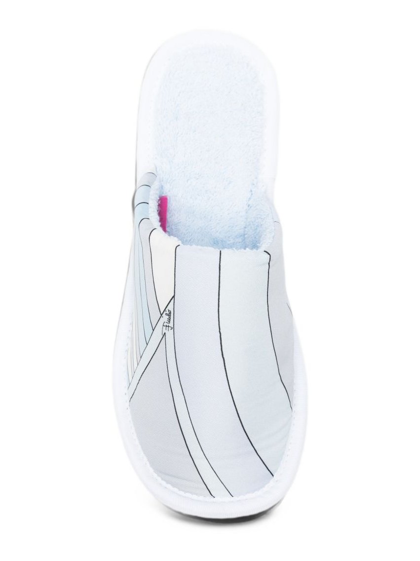 Pucci Silk Marmo Print Slippers — Light Blue, view 3