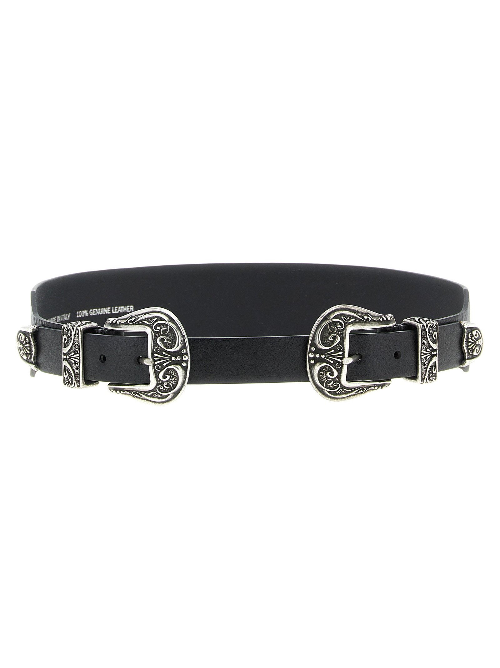 Golden Goose Double Buckle Leather Belt — Black by Golden Goose