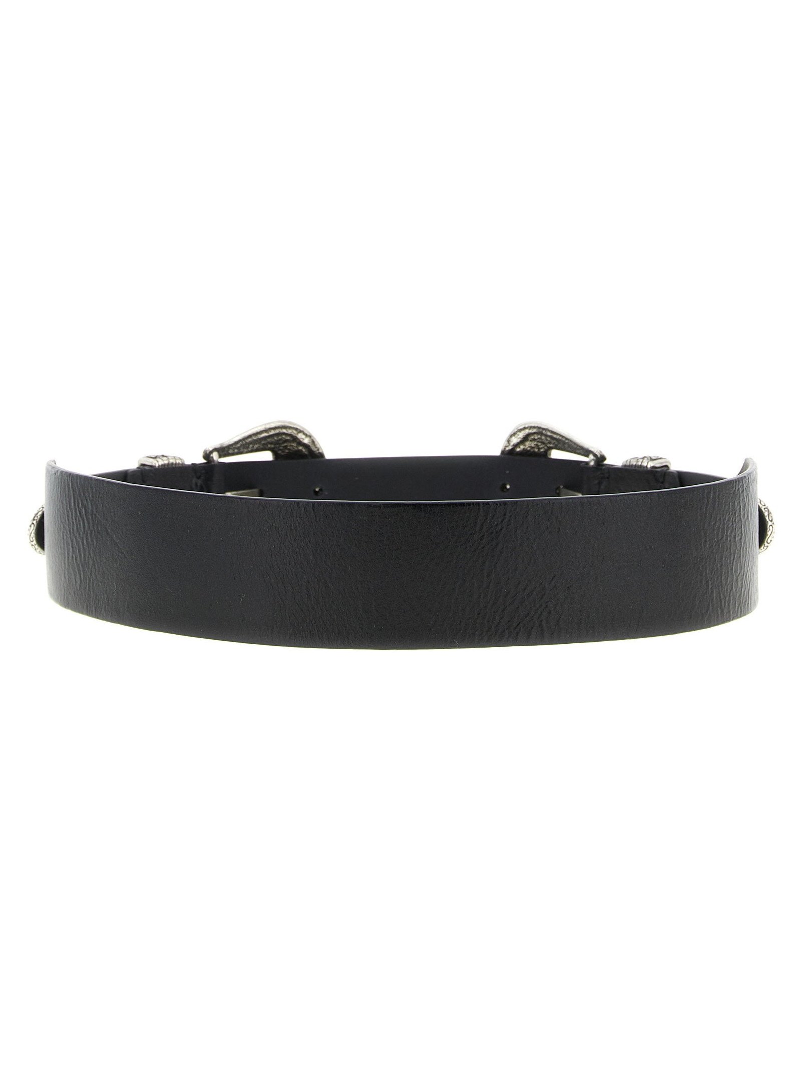 Golden Goose Double Buckle Leather Belt — Black, view 2