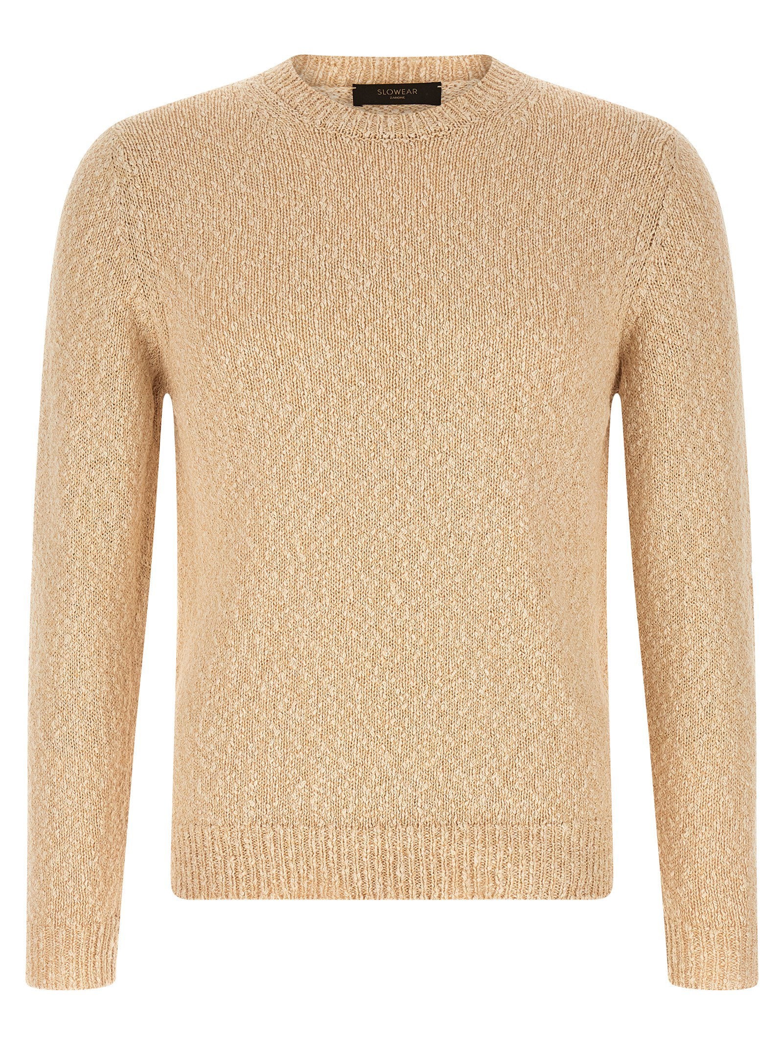 Zanone Two-Tone Knit Cotton Sweater — Beige by Zanone