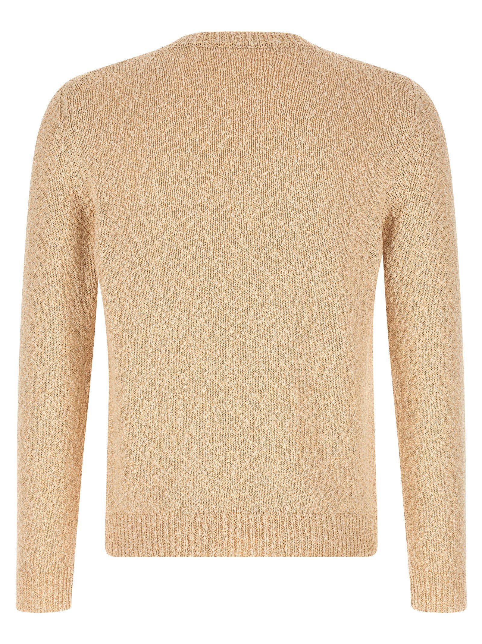 Zanone Two-Tone Knit Cotton Sweater — Beige, view 2