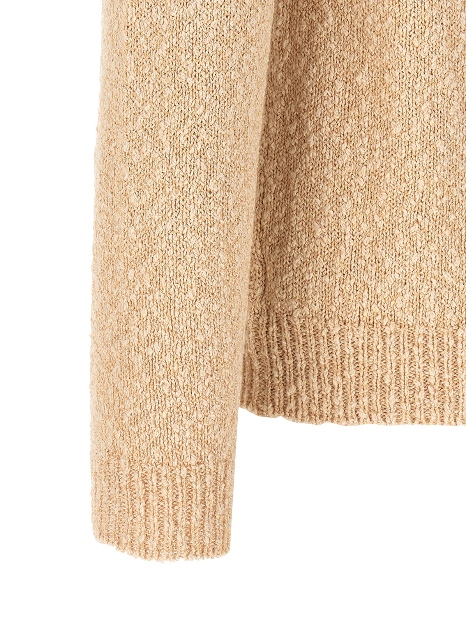 Zanone Two-Tone Knit Cotton Sweater — Beige, view 4