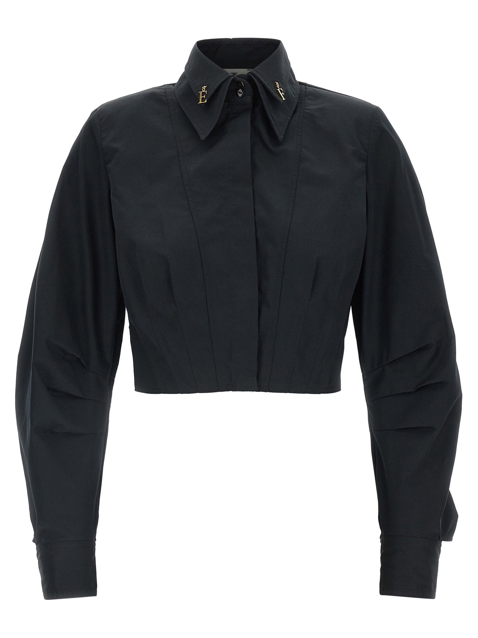 Elisabetta Franchi Bustier Cotton-Poplin Blouse — Black by Elisabetta Franchi