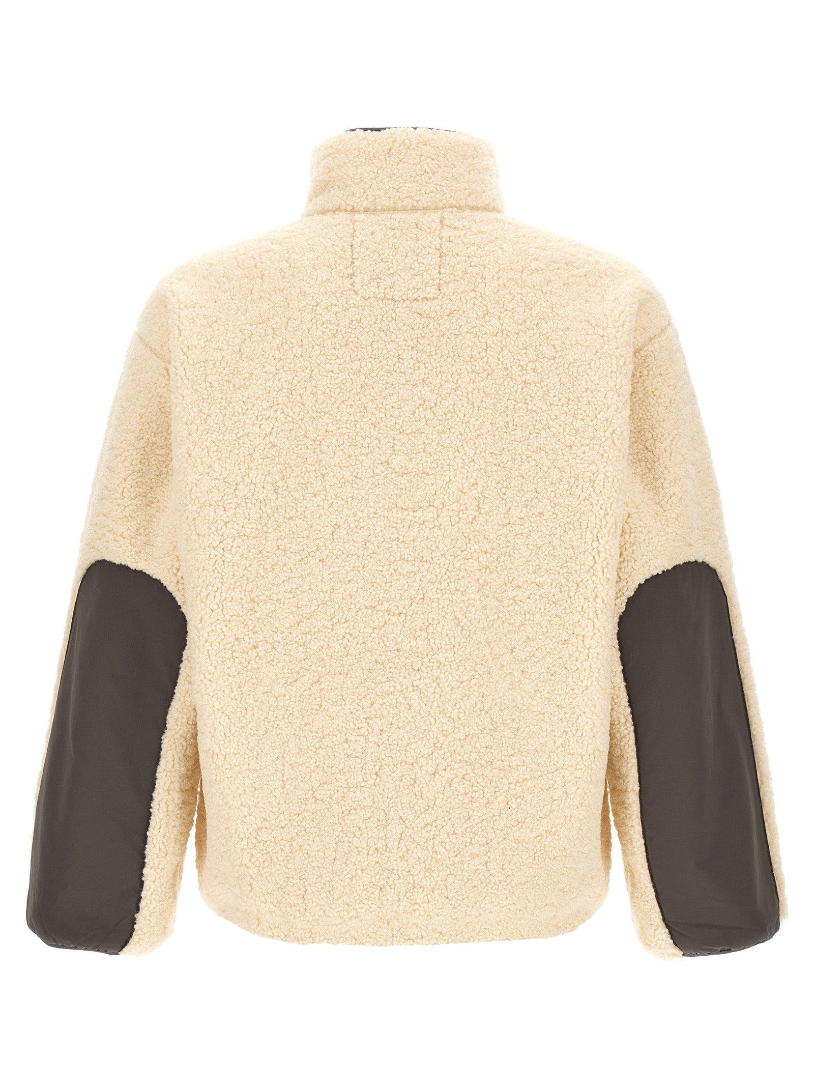 Maison Kitsuné Bouclette Fleece Colorblock Jacket — Beige, view 2
