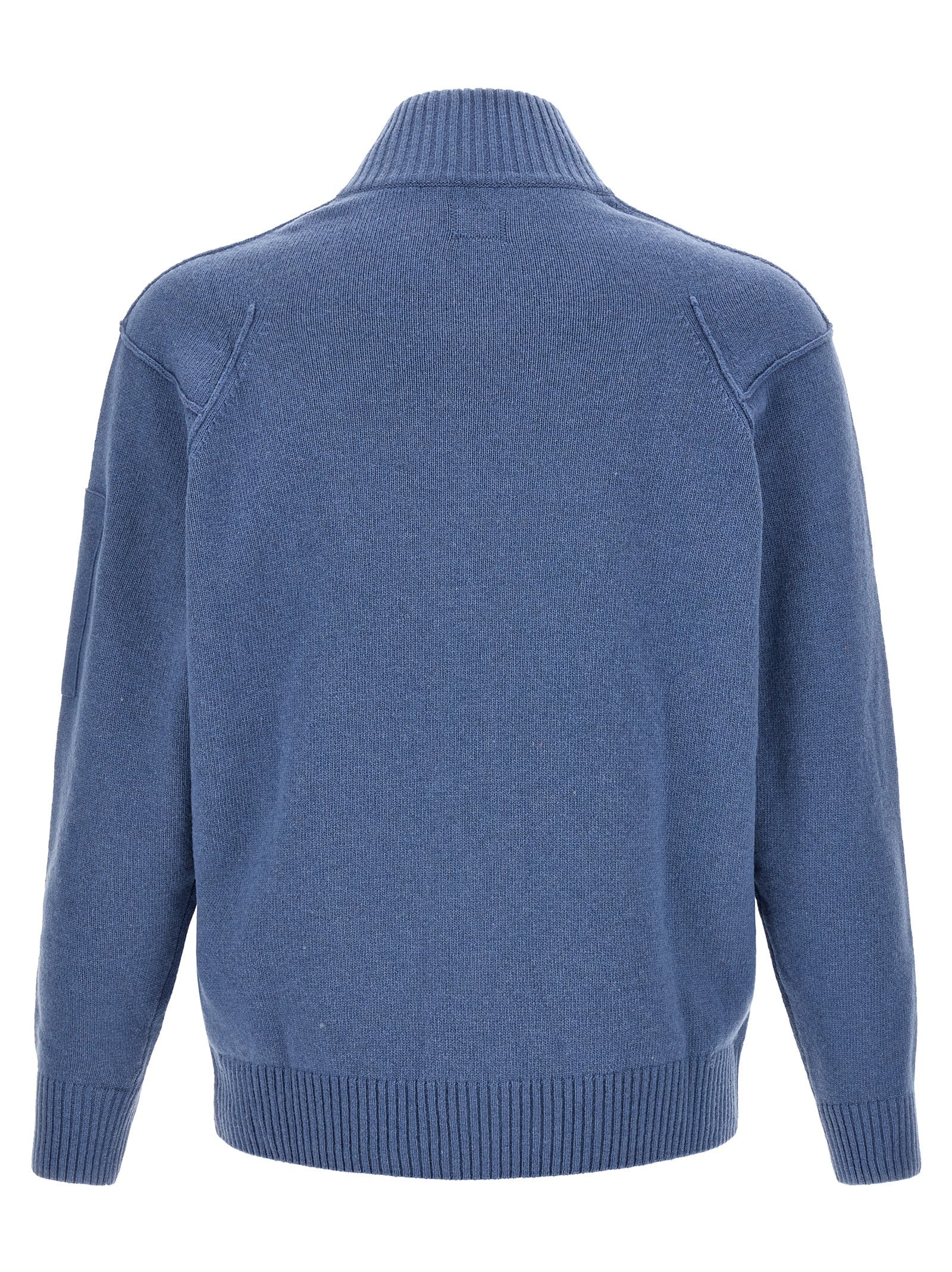 C.P. Company Wool Zip Cardigan with Lens Detail Cardigan — Blue, view 2