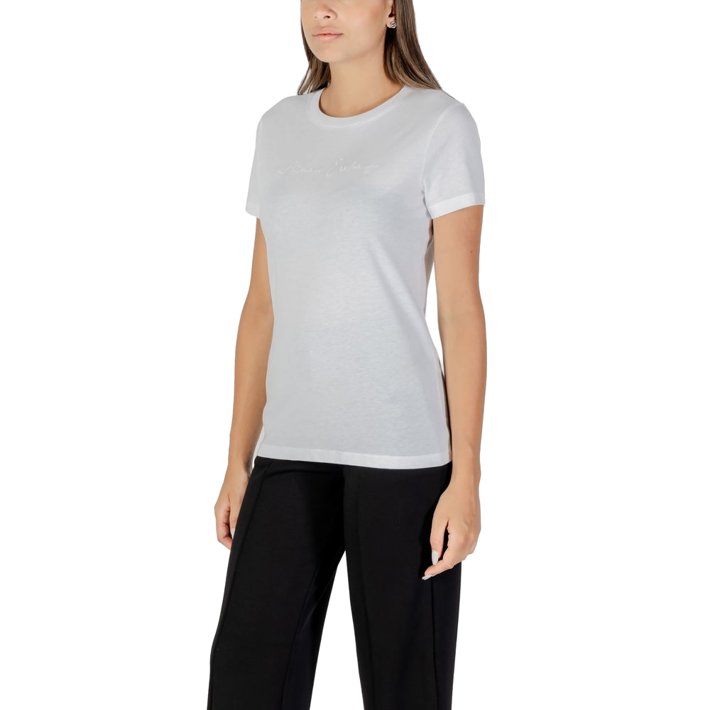 Armani Exchange Embroidered Logo Cotton T-Shirt — White, view 4