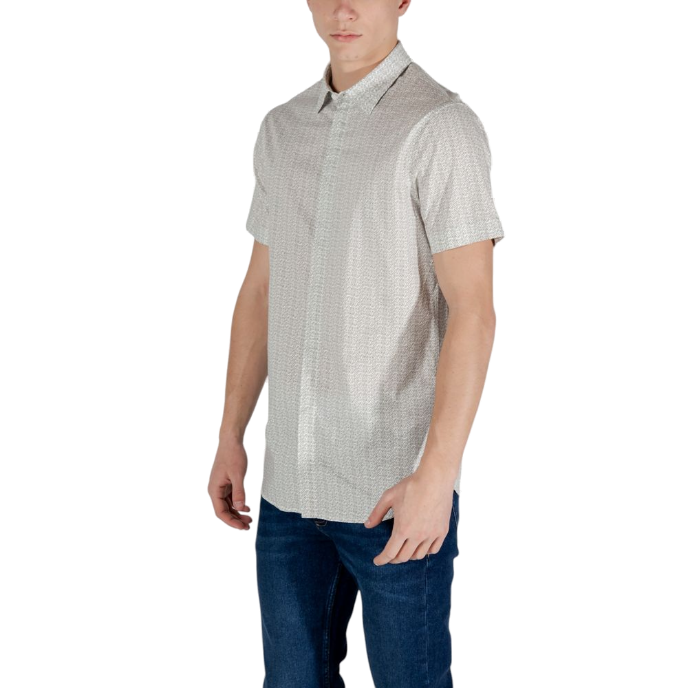 Armani Exchange Cotton Short-Sleeve Shirt — Cream, view 2