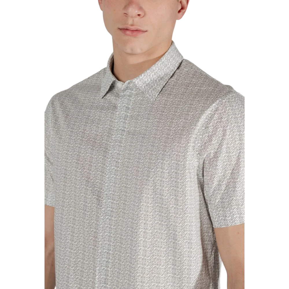 Armani Exchange Cotton Short-Sleeve Shirt — Cream, view 3