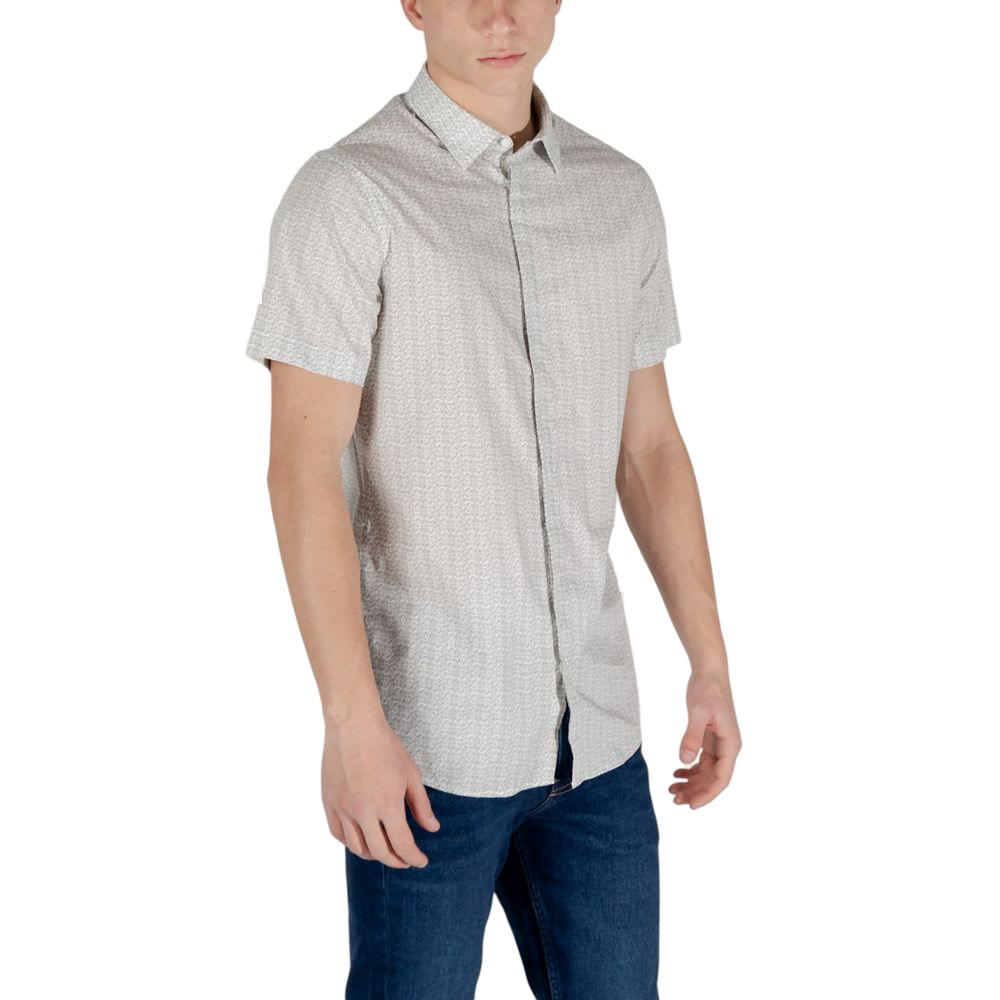 Armani Exchange Cotton Short-Sleeve Shirt — Cream, view 4