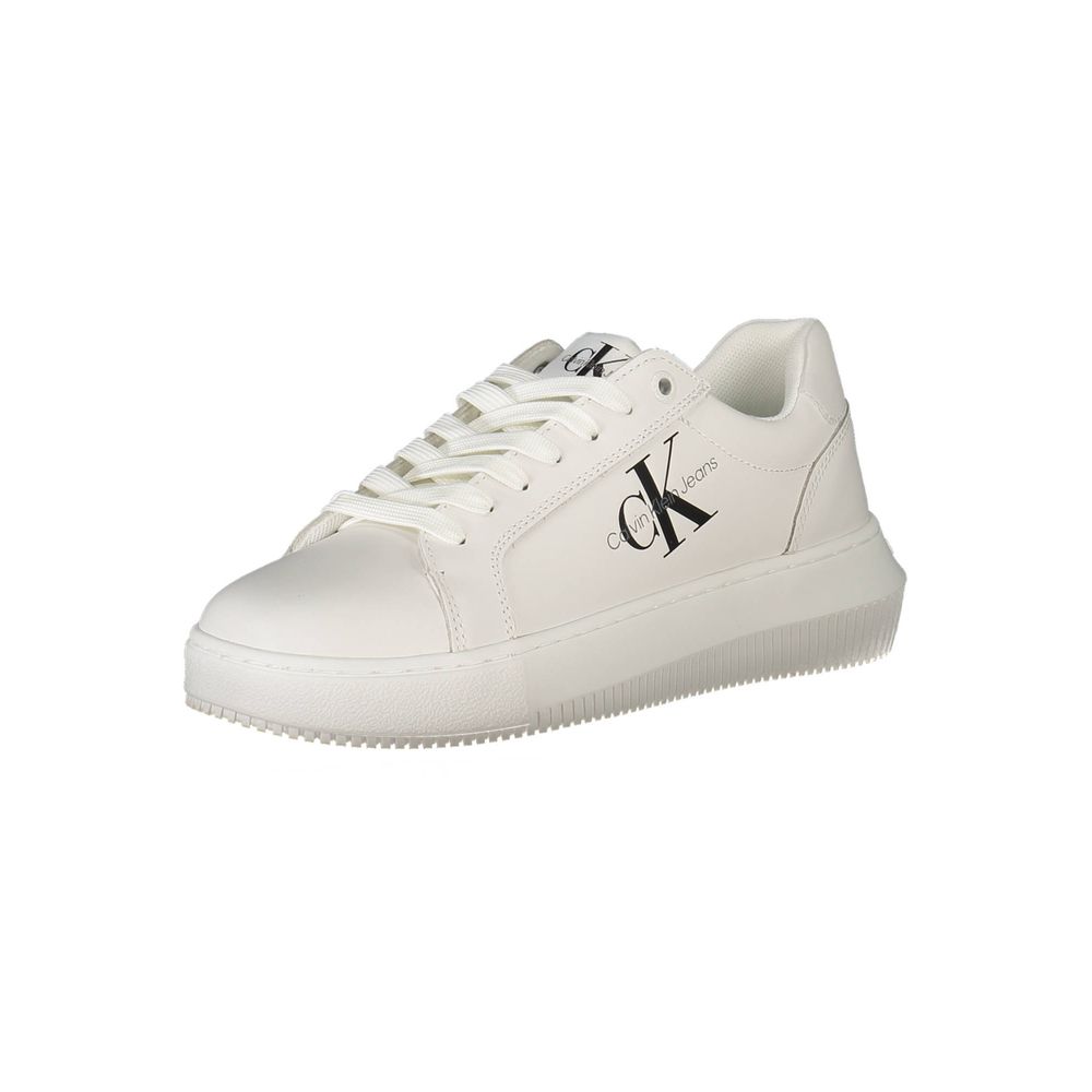 Calvin Klein Logo-Print Platform Sneaker — White, view 3