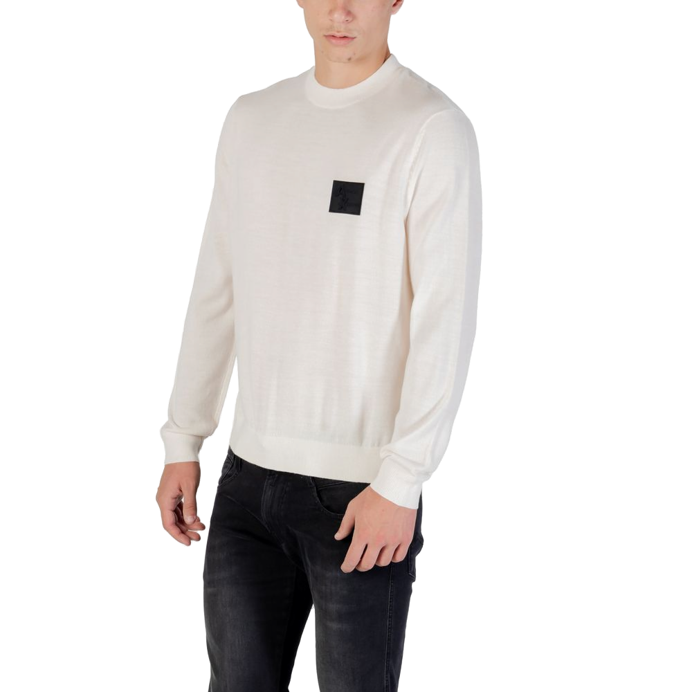 Armani Exchange Crew Neck Pullover Sweatshirt — White, view 4