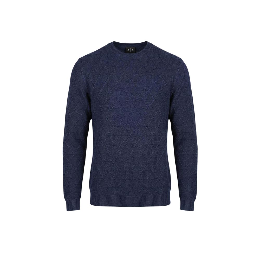 Armani Exchange Geometric-Embossed Viscose Sweater — Navy, view 2