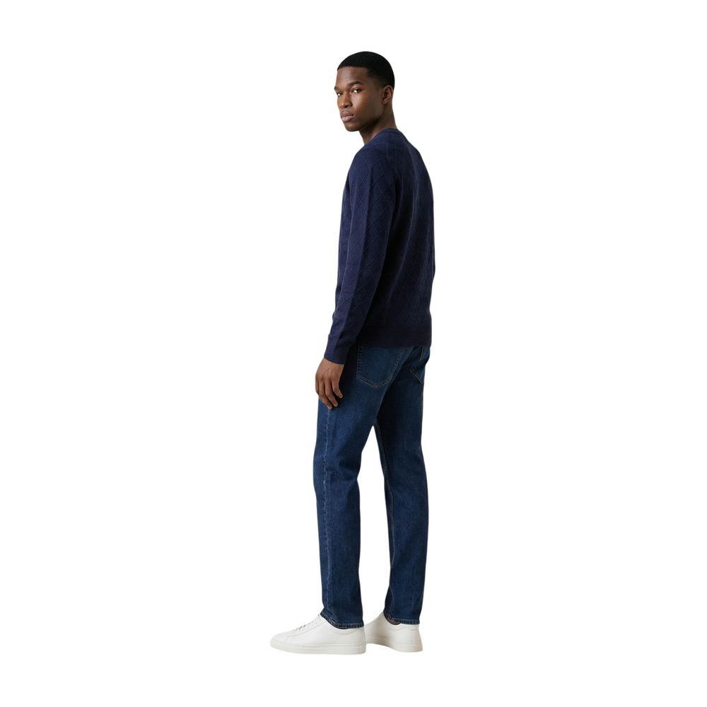 Armani Exchange Geometric-Embossed Viscose Sweater — Navy, view 3