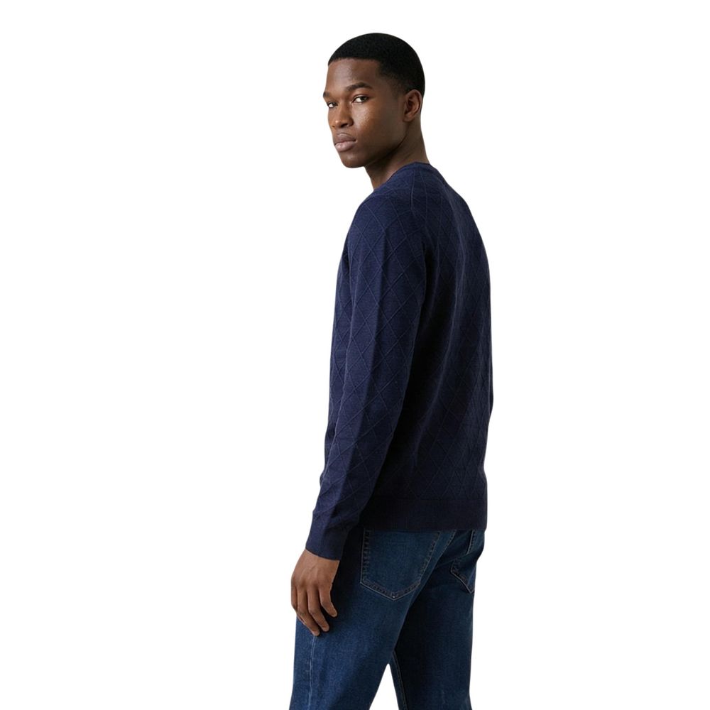 Armani Exchange Geometric-Embossed Viscose Sweater — Navy, view 4