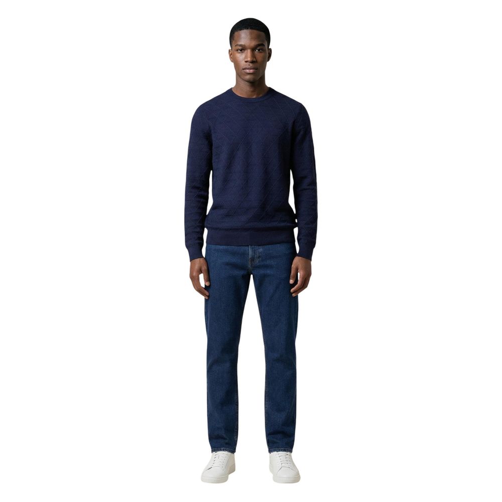 Armani Exchange Geometric-Embossed Viscose Sweater — Navy, view 5