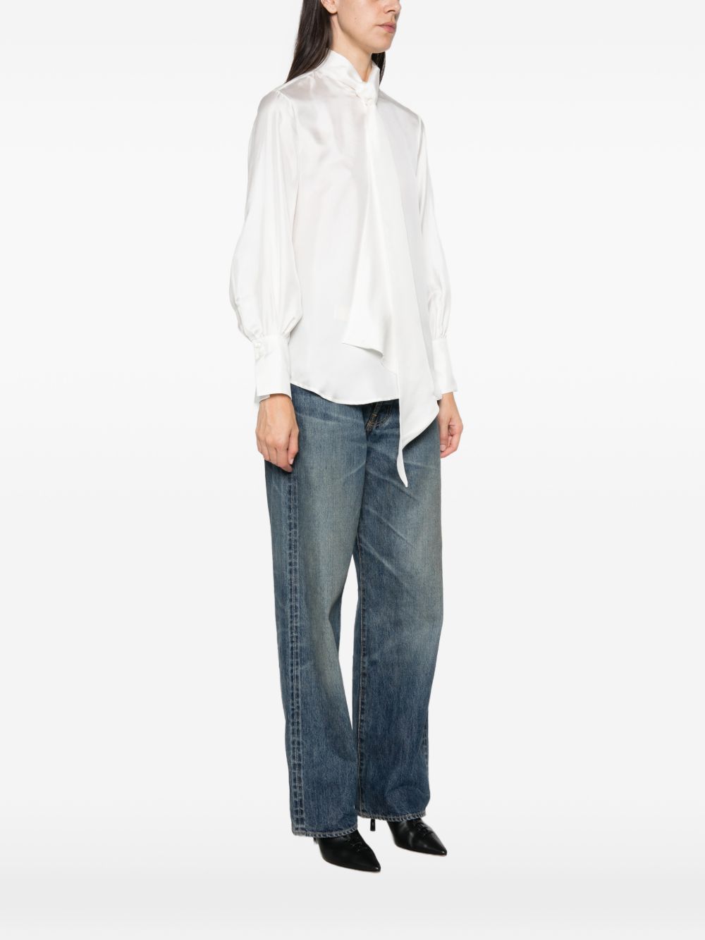 ARCHIVIO '67 Tie-Neck Blouse — White, view 2