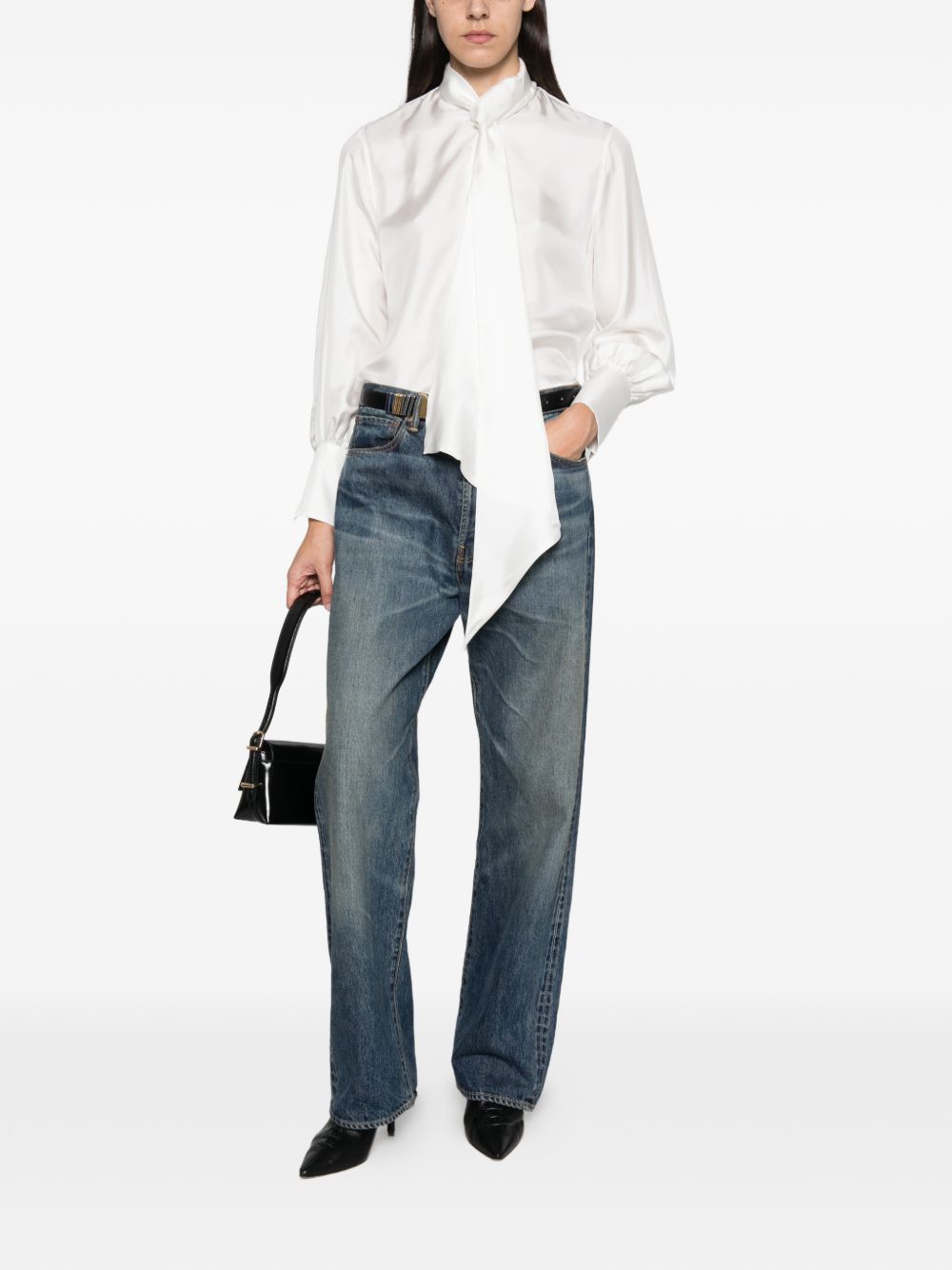 ARCHIVIO '67 Tie-Neck Blouse — White, view 4