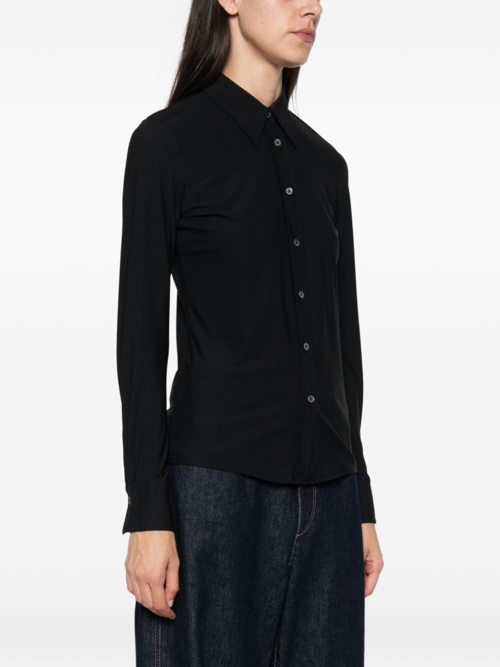 ARCHIVIO '67 Fitted Button-Down Shirt — Black, view 2