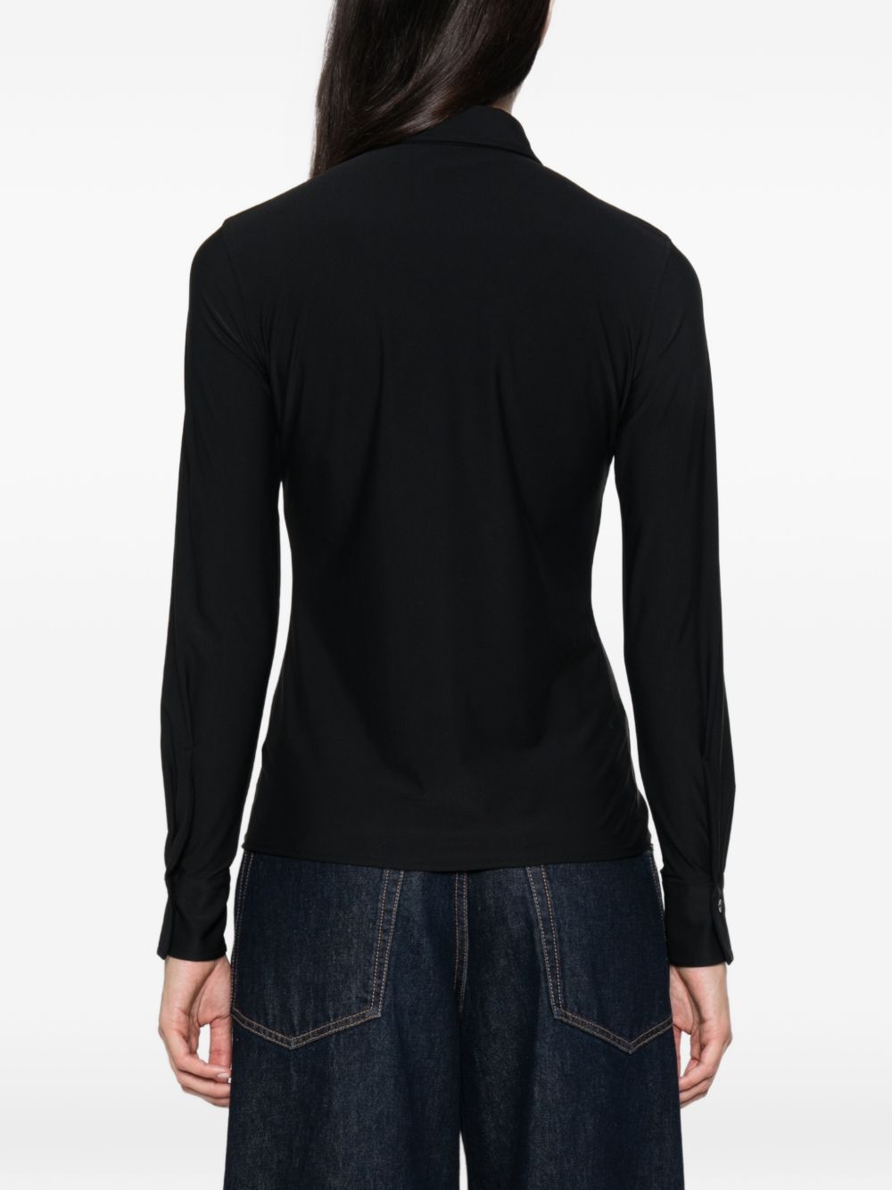 ARCHIVIO '67 Fitted Button-Down Shirt — Black, view 5