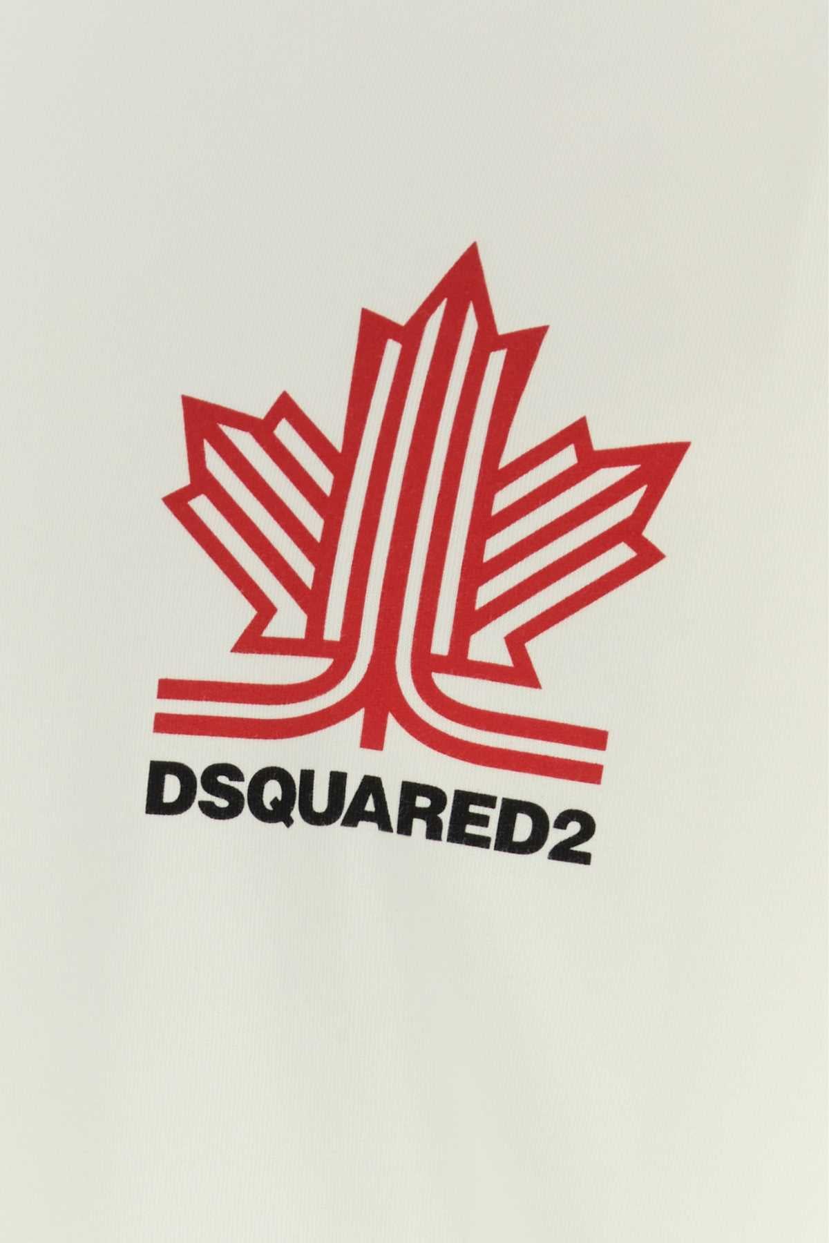 Dsquared2 Logo-Embroidered T-Shirt — White, view 3