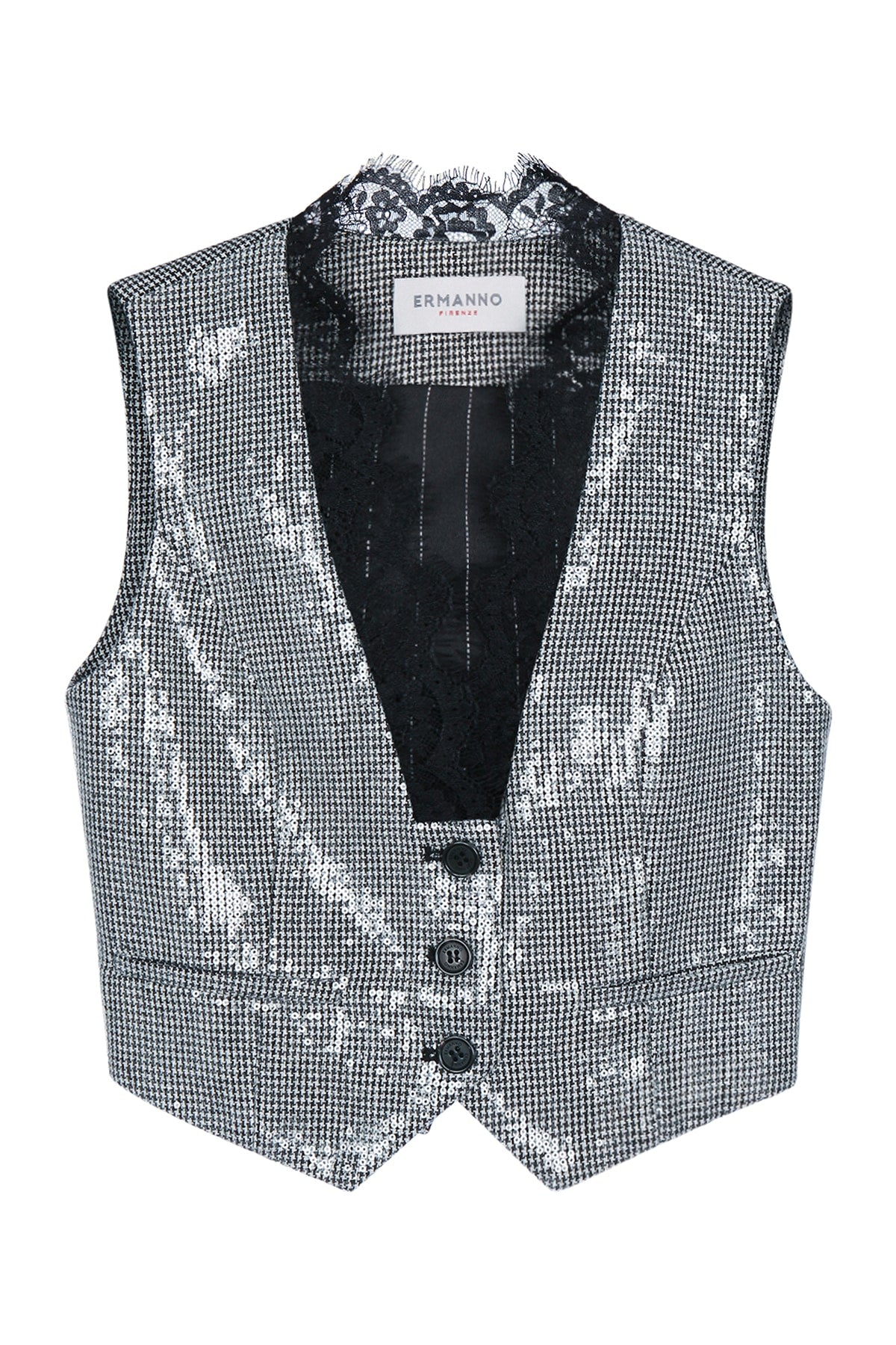 Ermanno Firenze Pailletes Vest — Silver by Ermanno Firenze