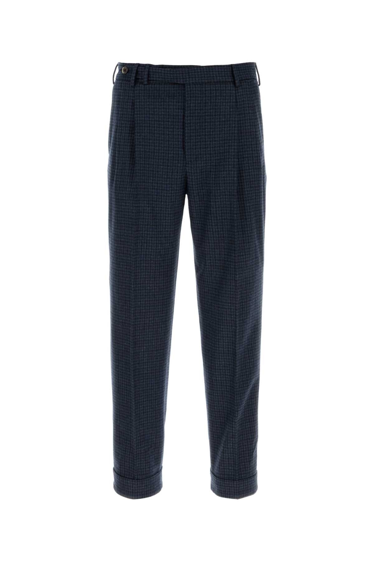 Pt Torino Embroidered Stretch Wool Blend Trousers — Navy by Pt Torino