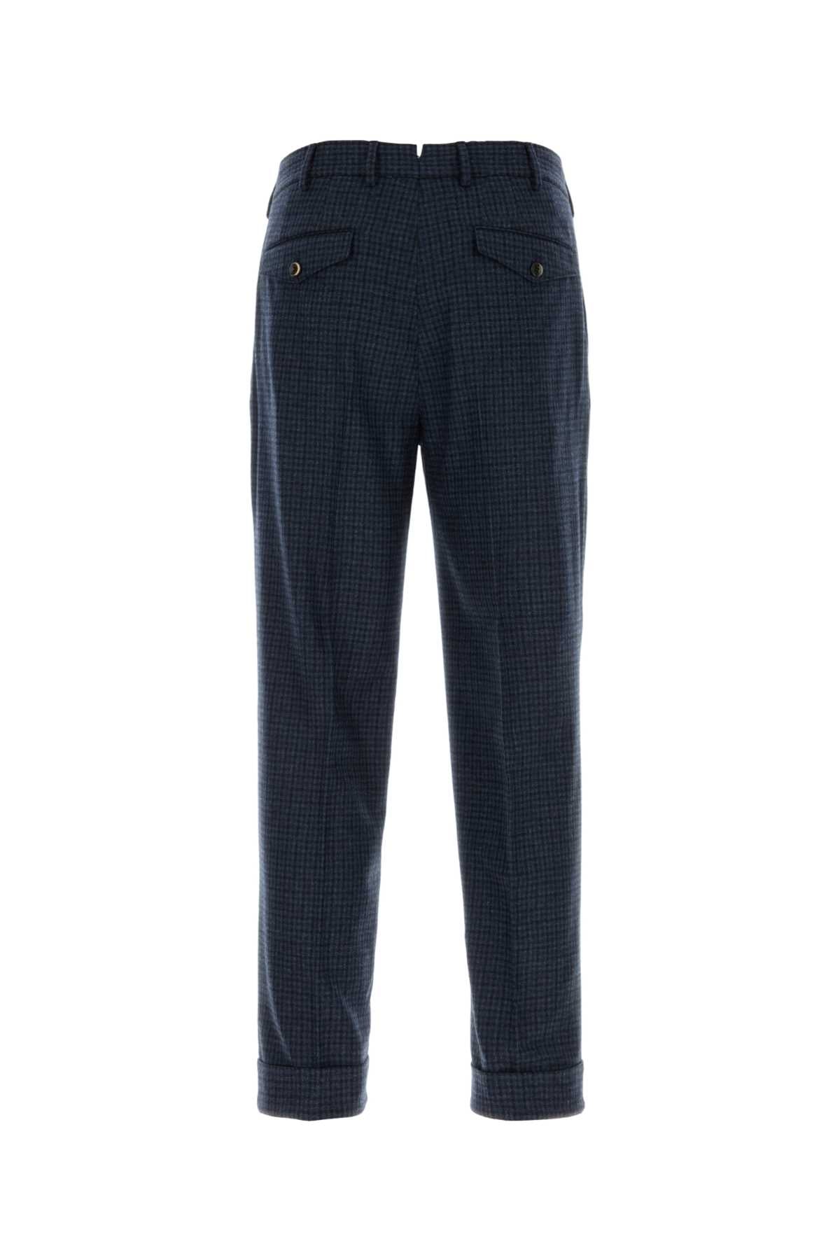 Pt Torino Embroidered Stretch Wool Blend Trousers — Navy, view 2