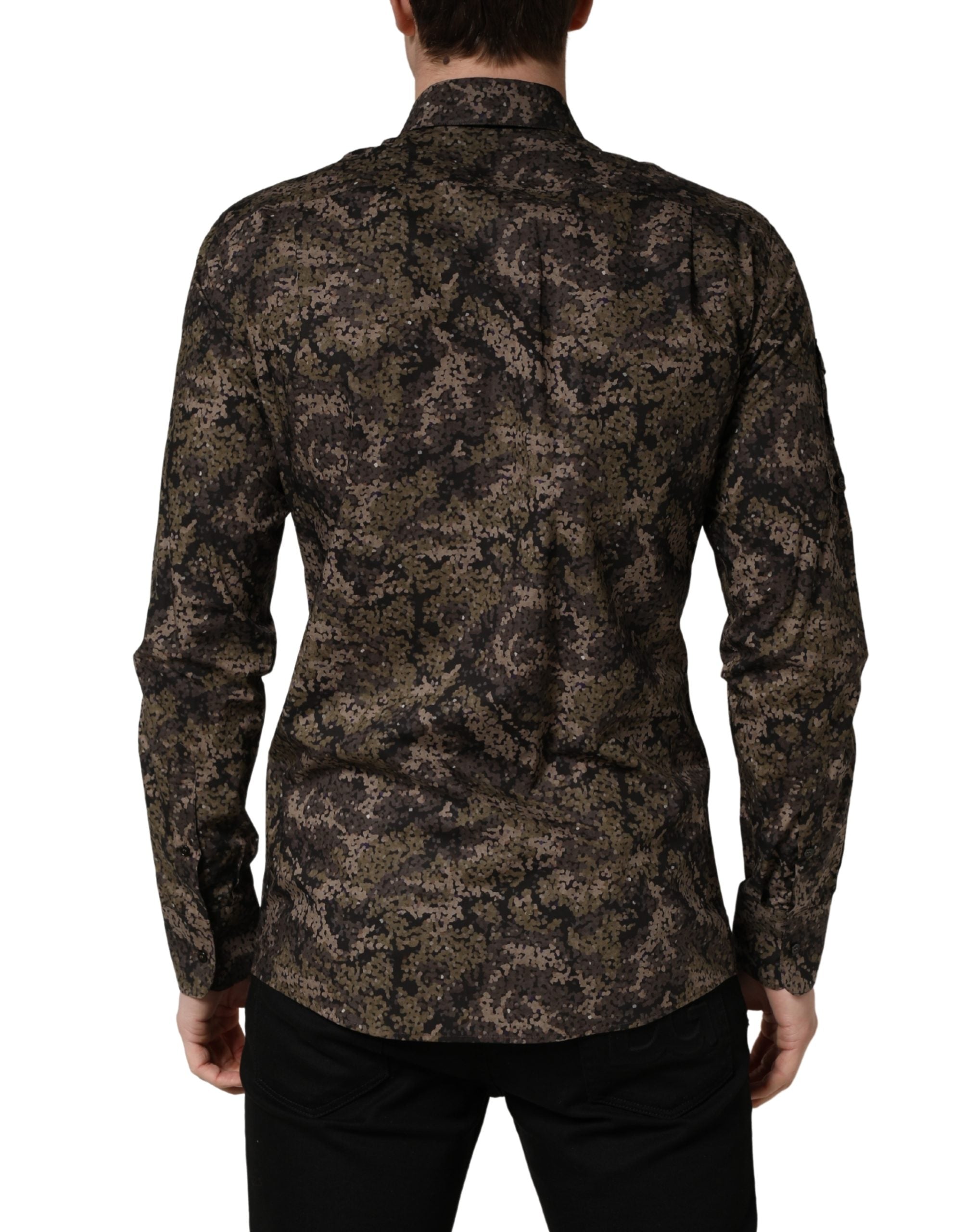 Dolce & Gabbana Camouflage Cotton Shirt — Brown, view 5