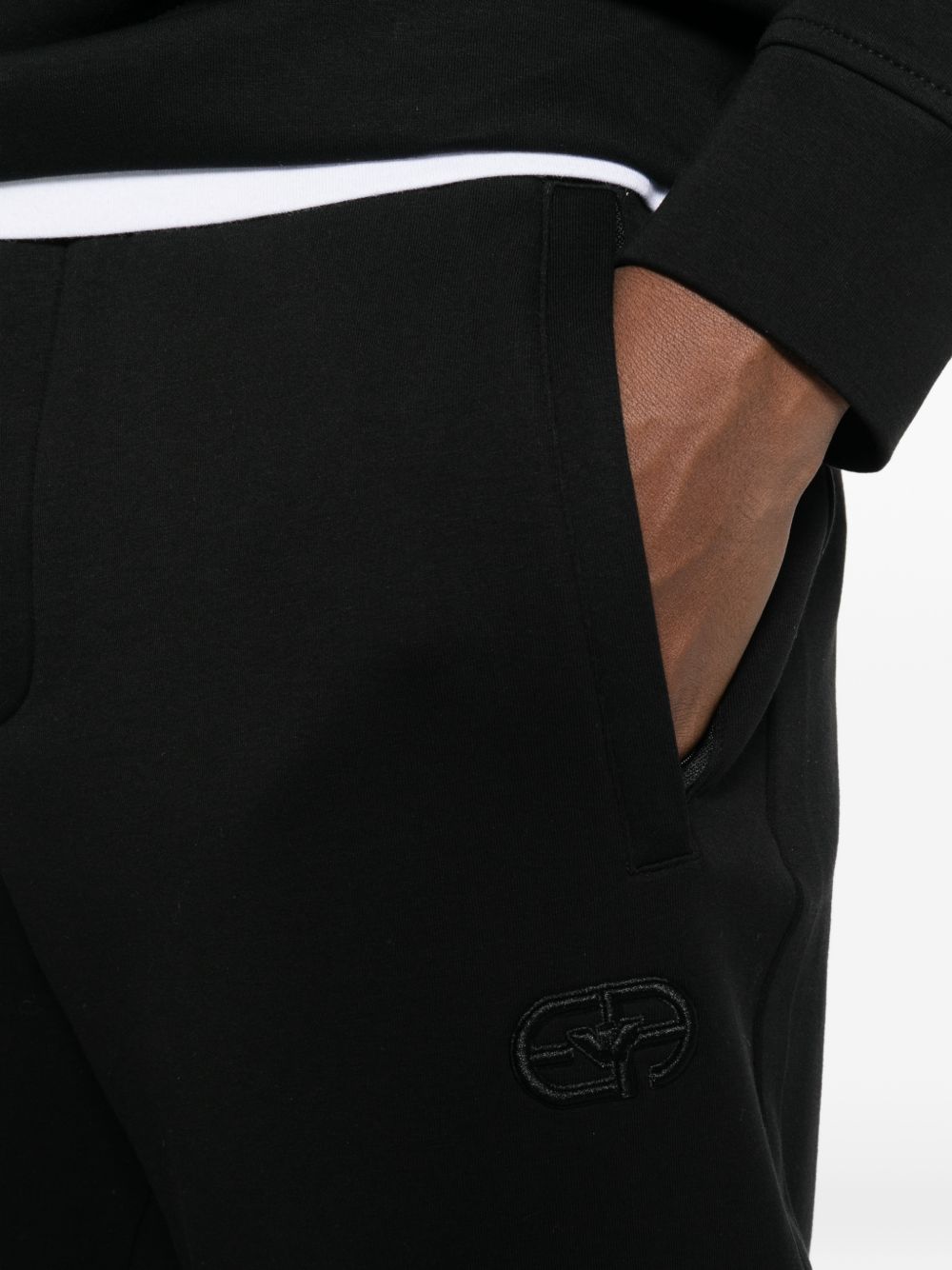Emporio Armani Cotton Jersey Joggers — Black, view 4