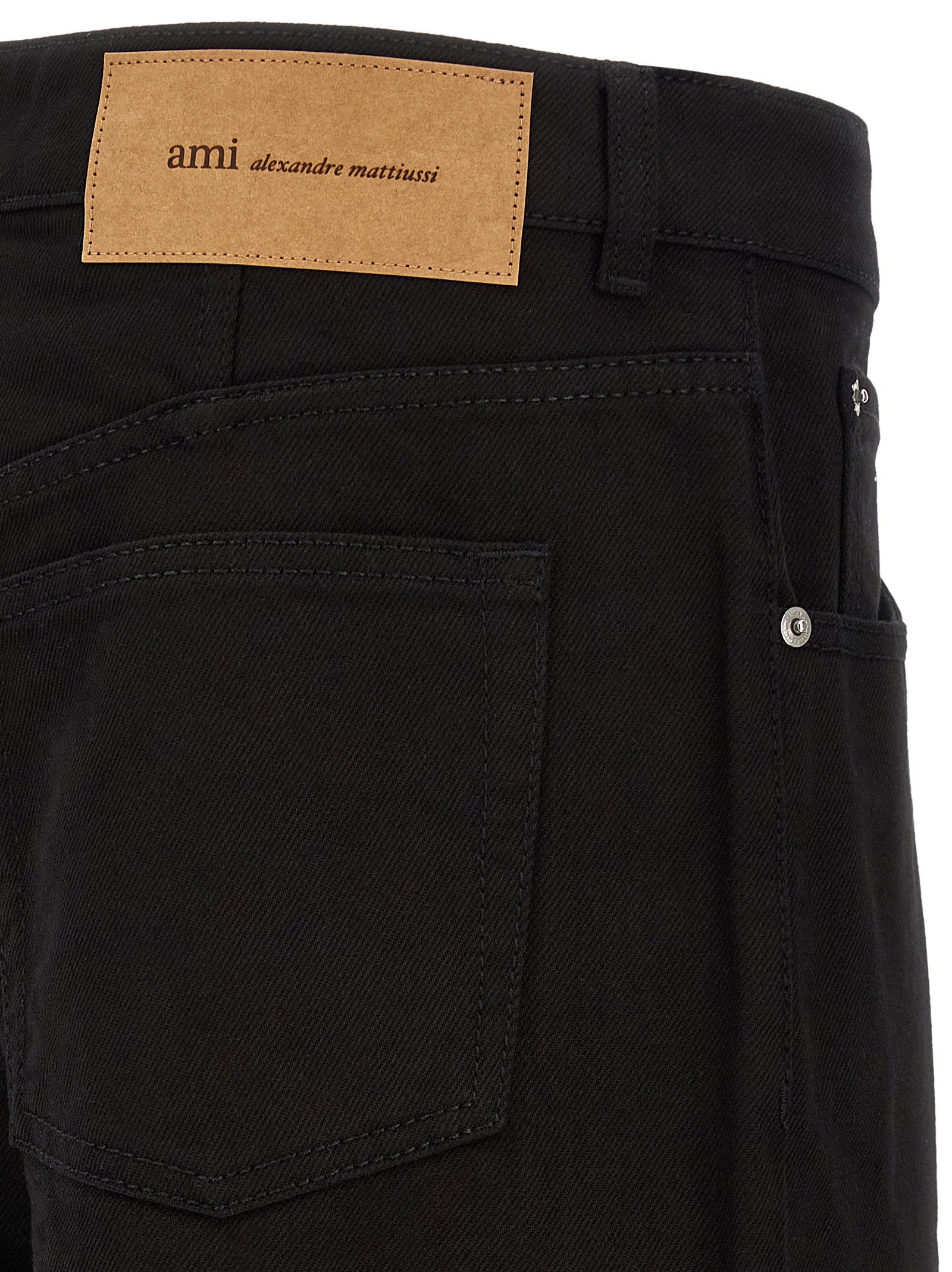 Ami Paris Wide-Leg Denim Jeans — Black, view 4