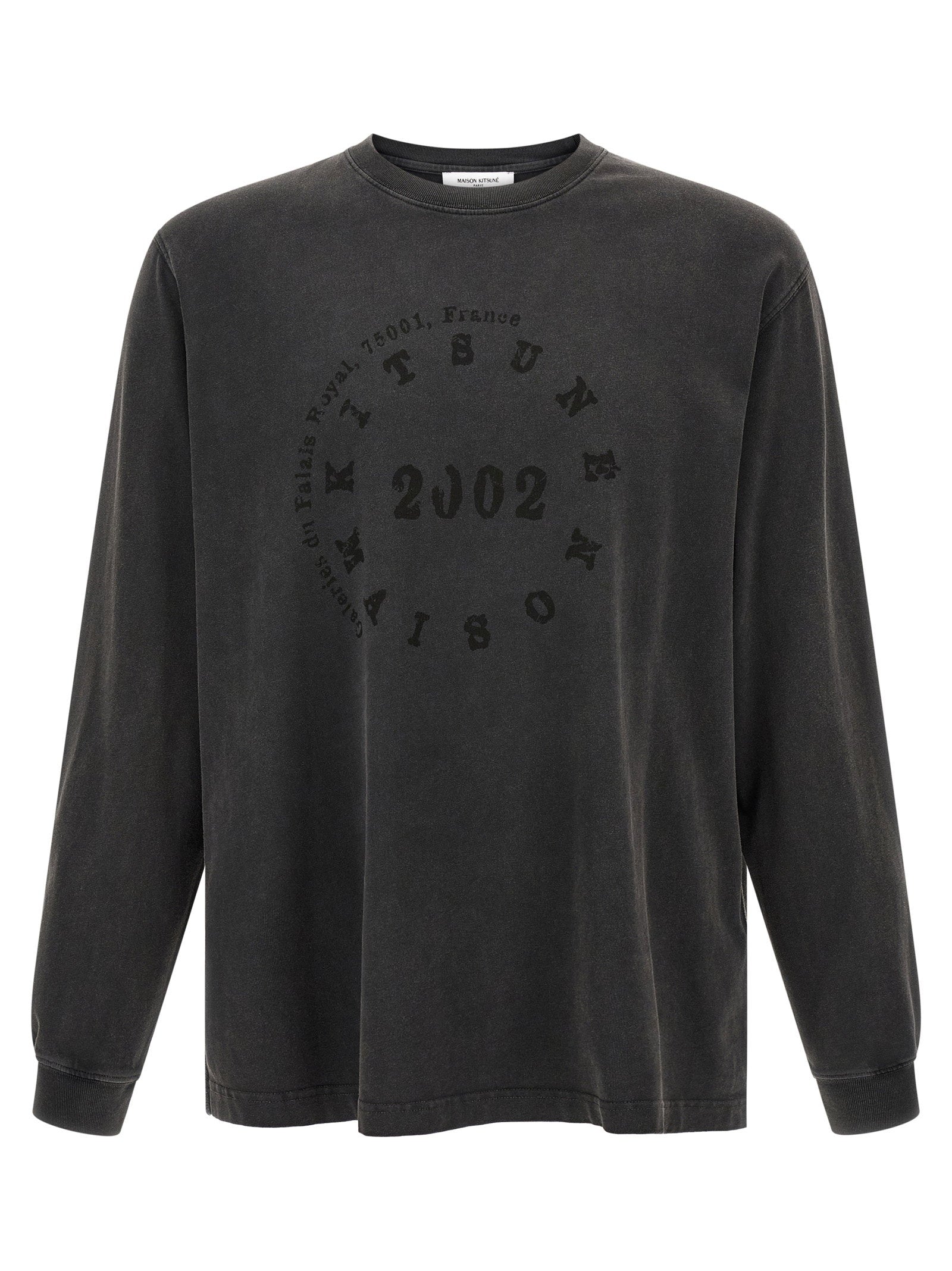 Maison Kitsuné Circle Stamp Graphic Long-Sleeve T-Shirt — Black by Maison Kitsune