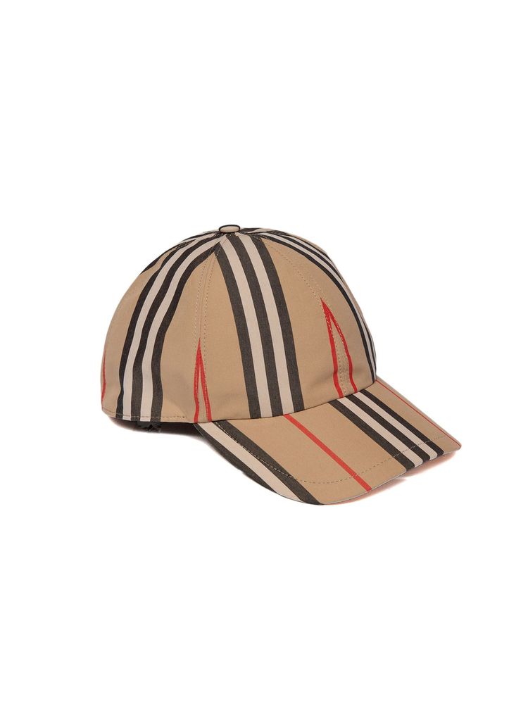 Burberry 81224001 Icon Stripe Cotton Baseball Cap — Beige by Burberry