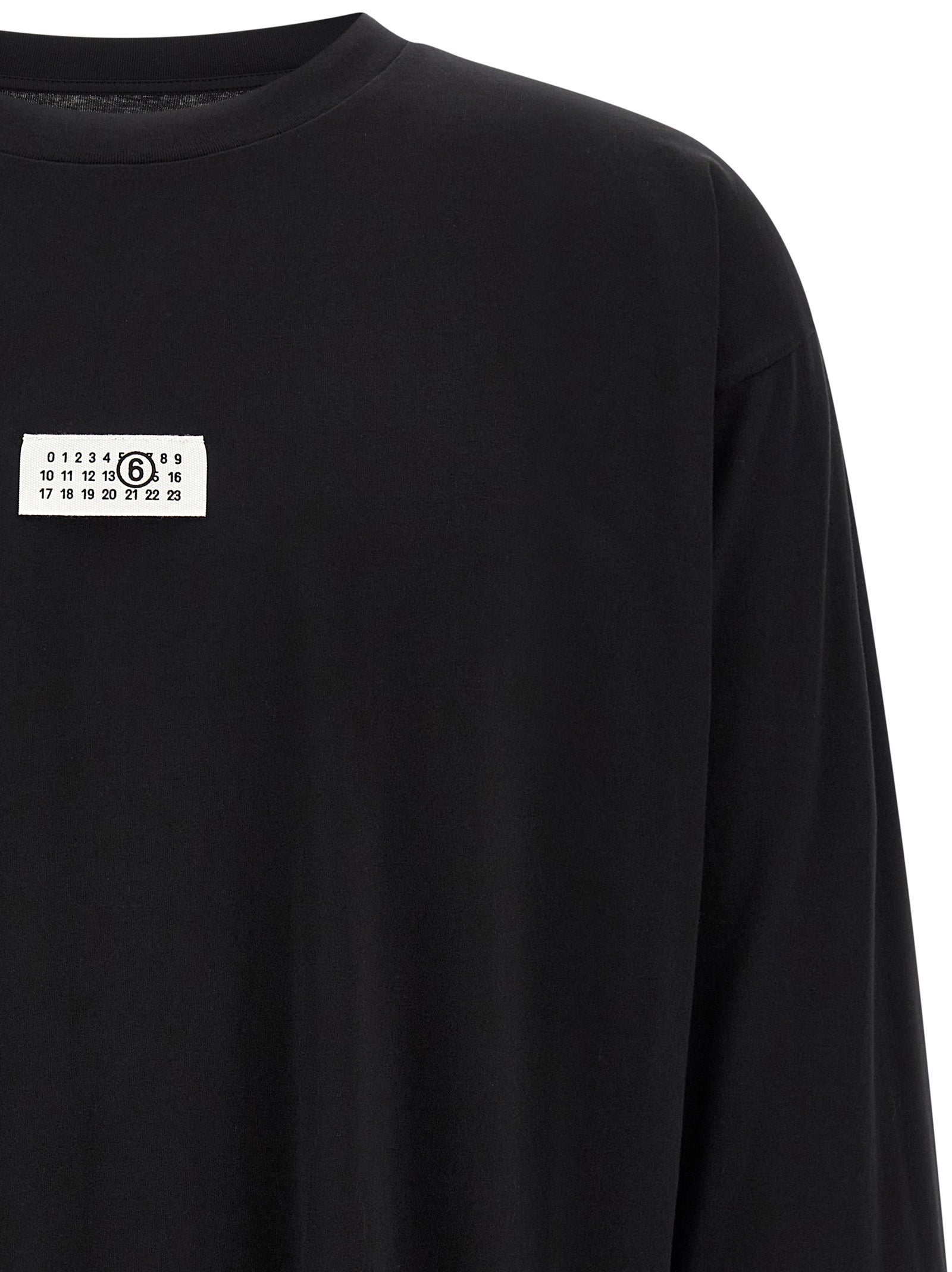 MM6 Maison Margiela Logo-Patched Cotton T-Shirt — Black, view 3