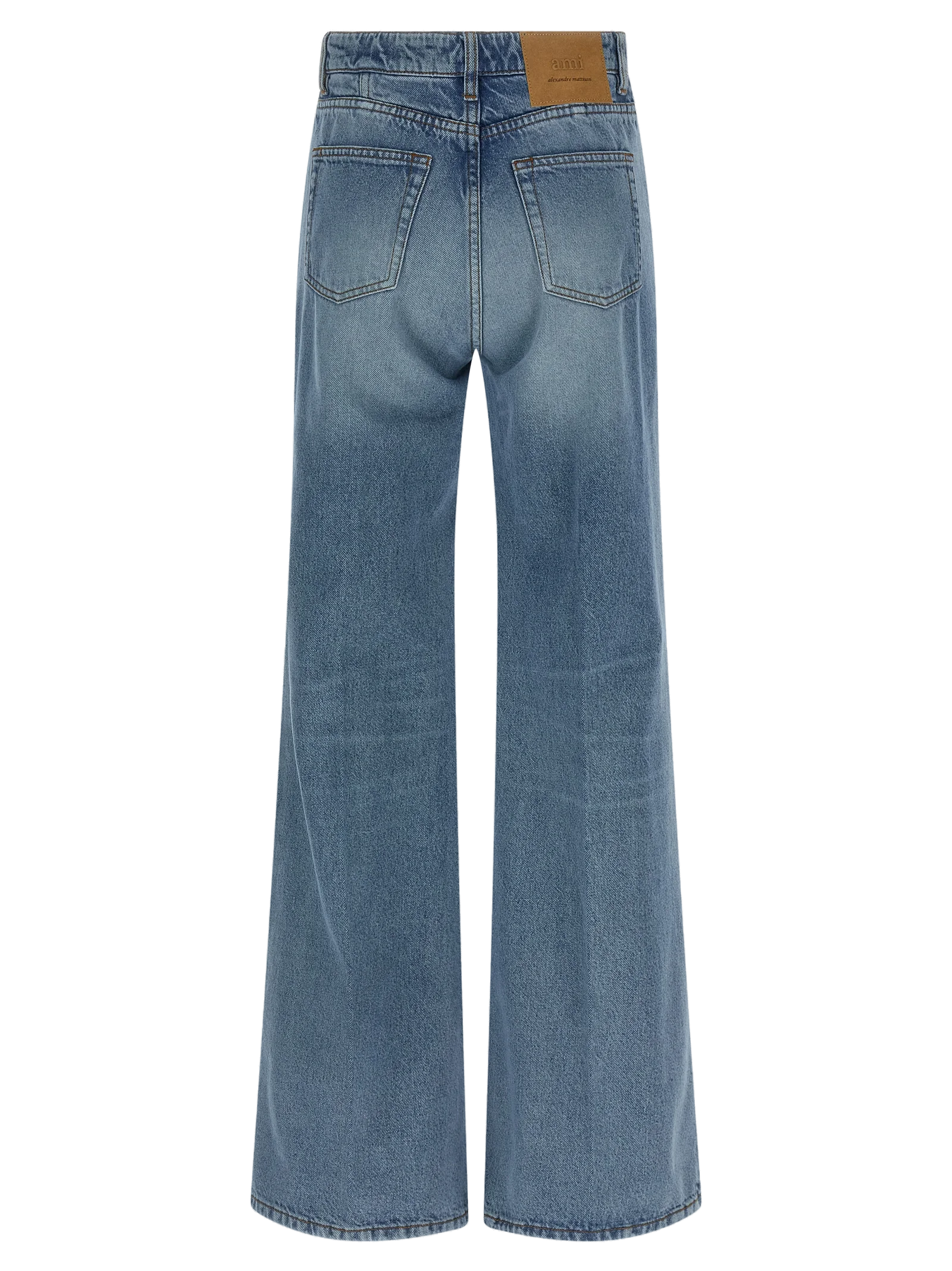 AMI Paris Stonewashed Flared Jeans — Blue, view 2