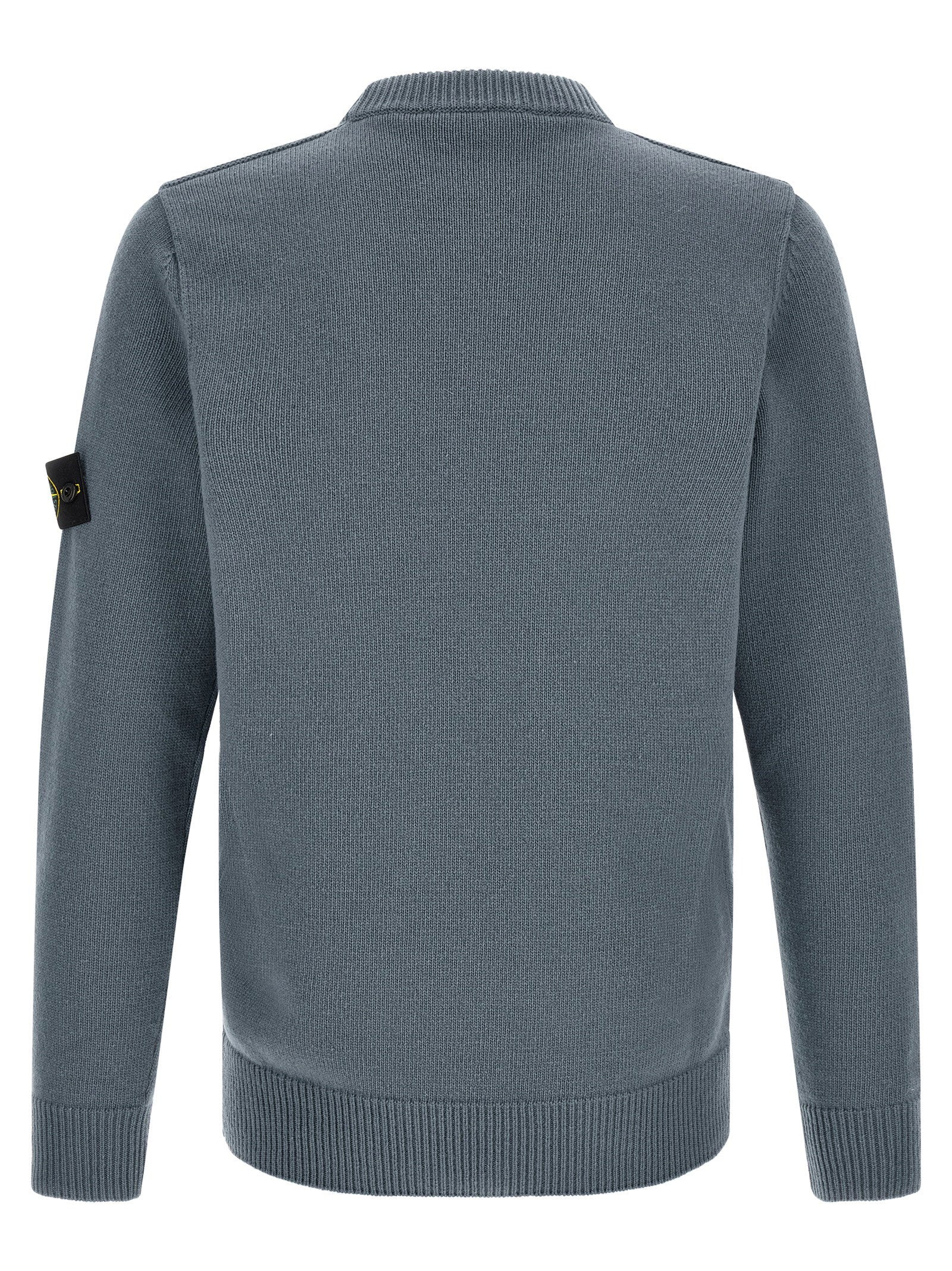 Stone Island Wool Crew Neck Sweater — Steel Blue, view 2