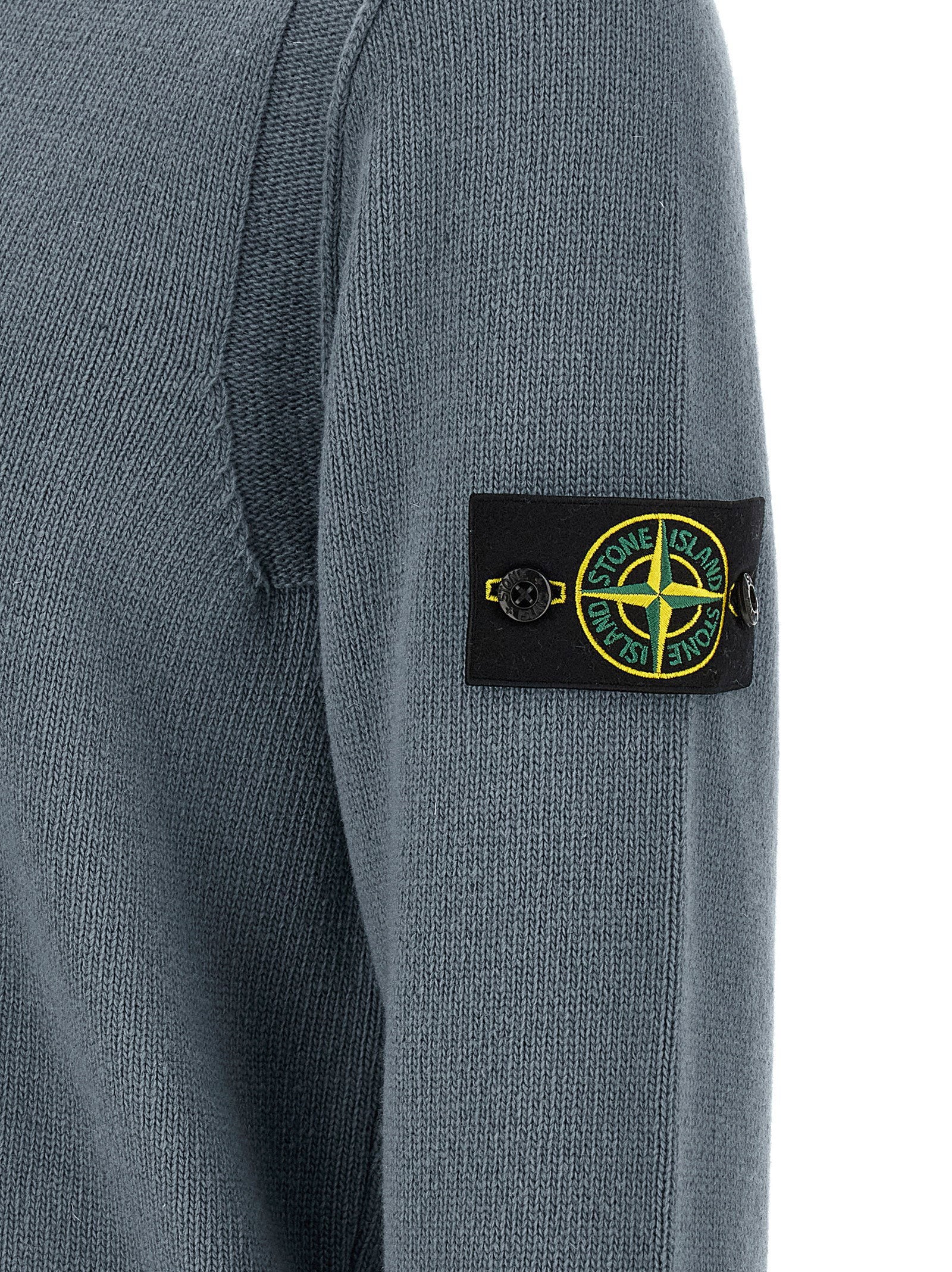 Stone Island Wool Crew Neck Sweater — Steel Blue, view 5