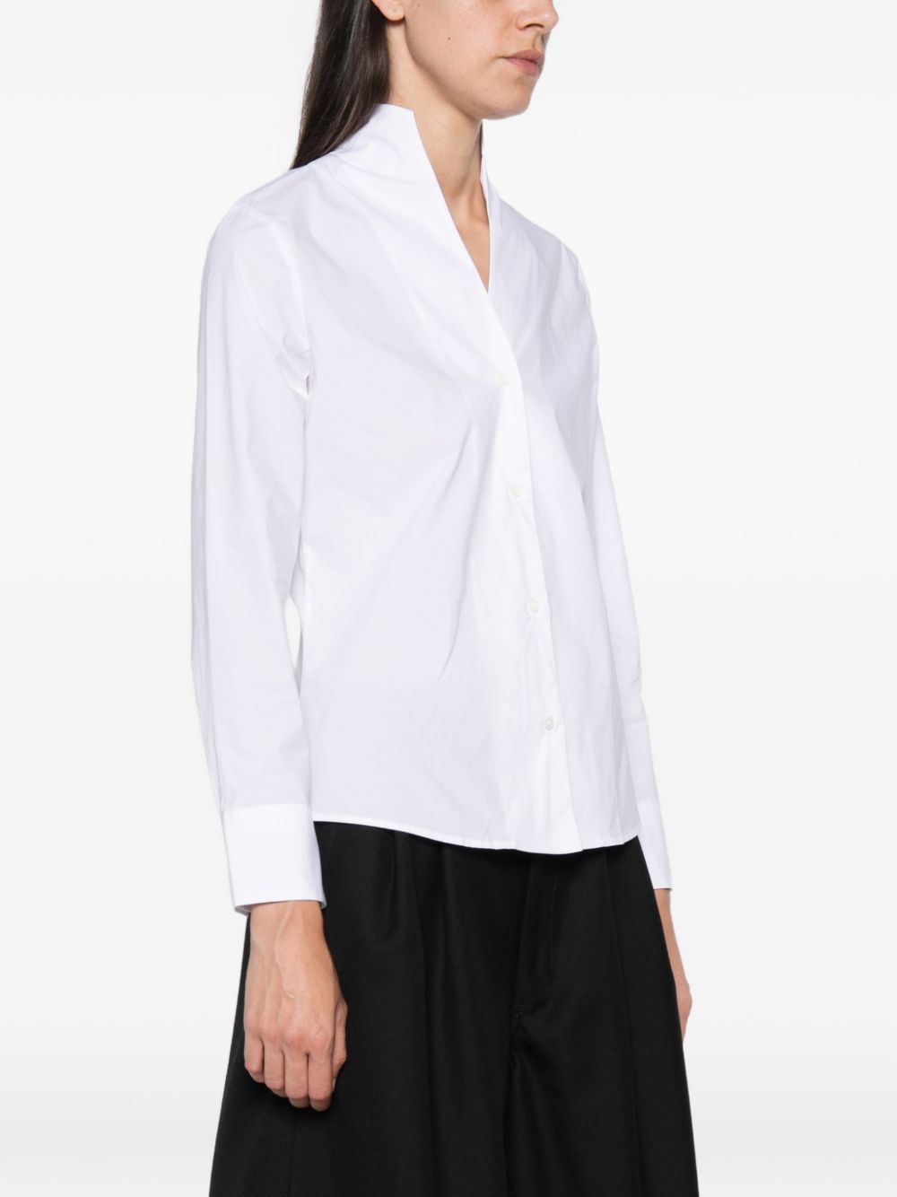 ARCHIVIO '67 V-Neck Cotton Shirt — White, view 3