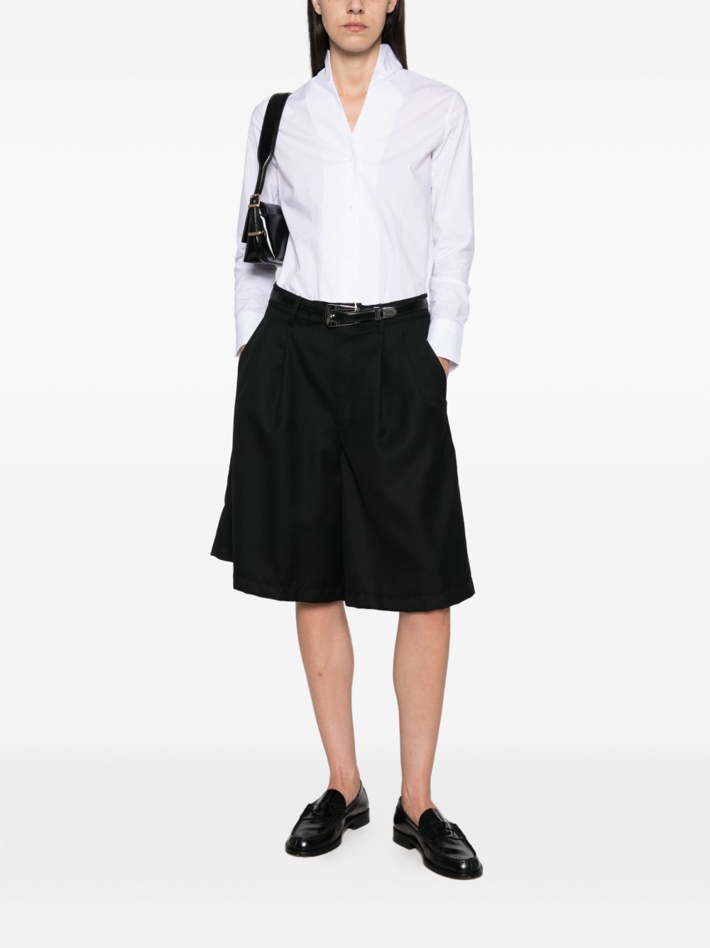 ARCHIVIO '67 V-Neck Cotton Shirt — White, view 4