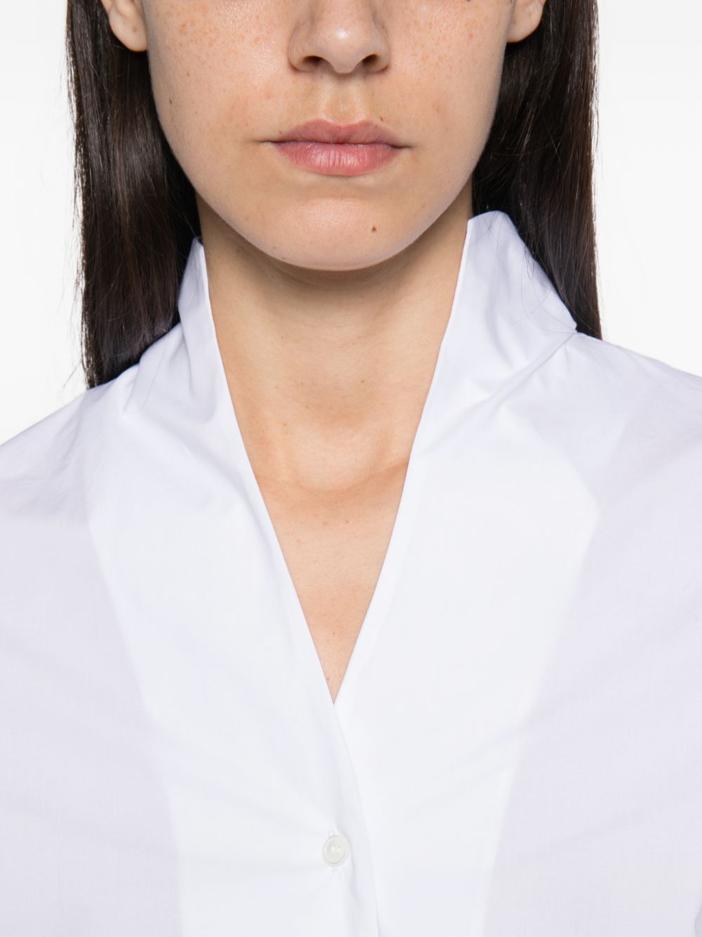 ARCHIVIO '67 V-Neck Cotton Shirt — White, view 5