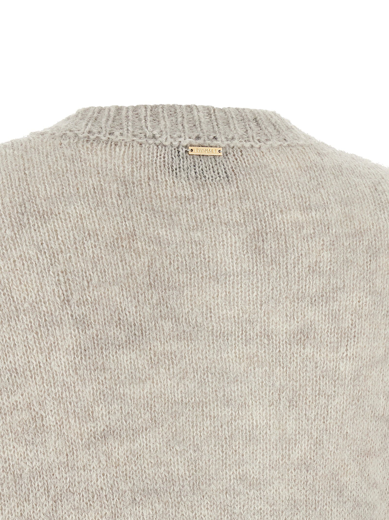 Twin Set Jacquard Diamond Cardigan — Gray, view 4